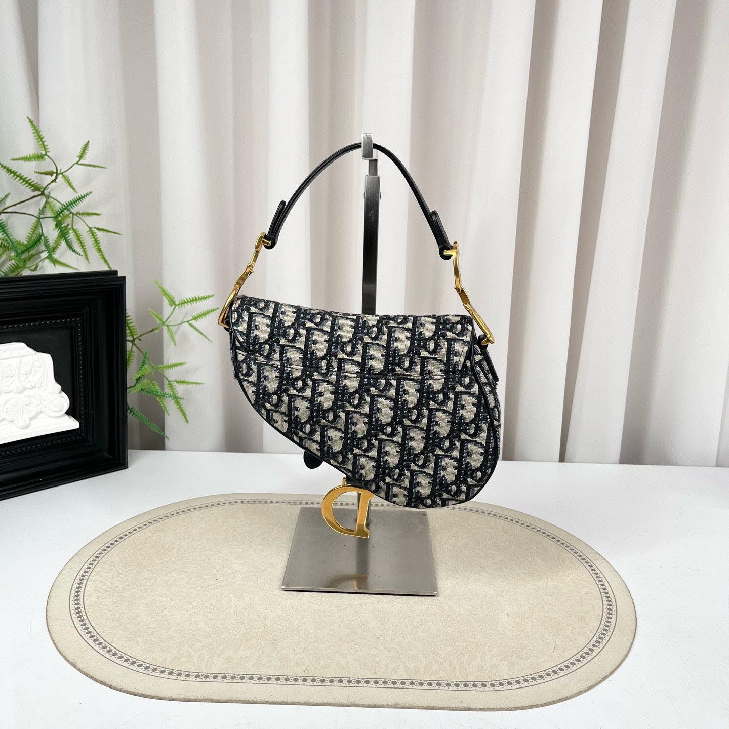 Dior Saddle Blue Oblique Embroidery Mini