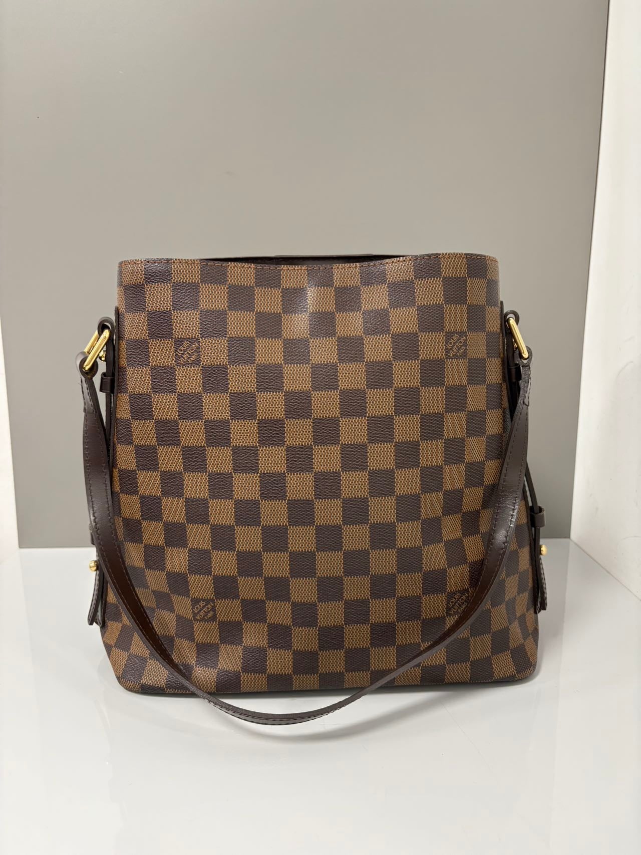 Louis Vuitton Graceful MM Damier Ebene Shoulder Bucket Bag