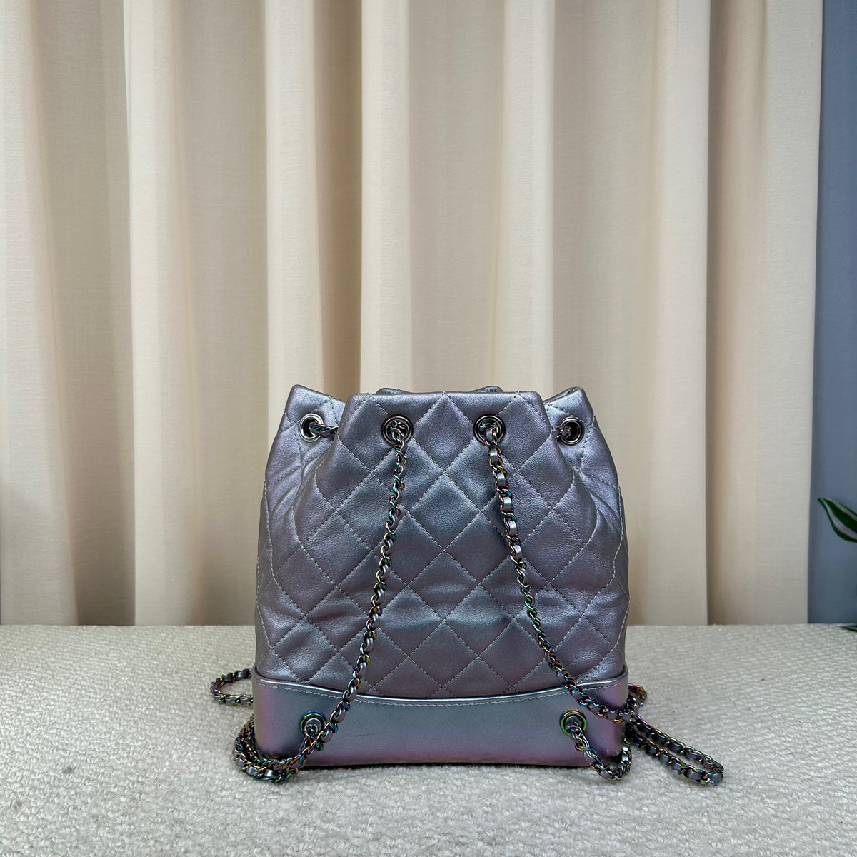 CHANEL Gabrielle Backpack Bucket Bag Mermaid Iridescent Gradient 22cm