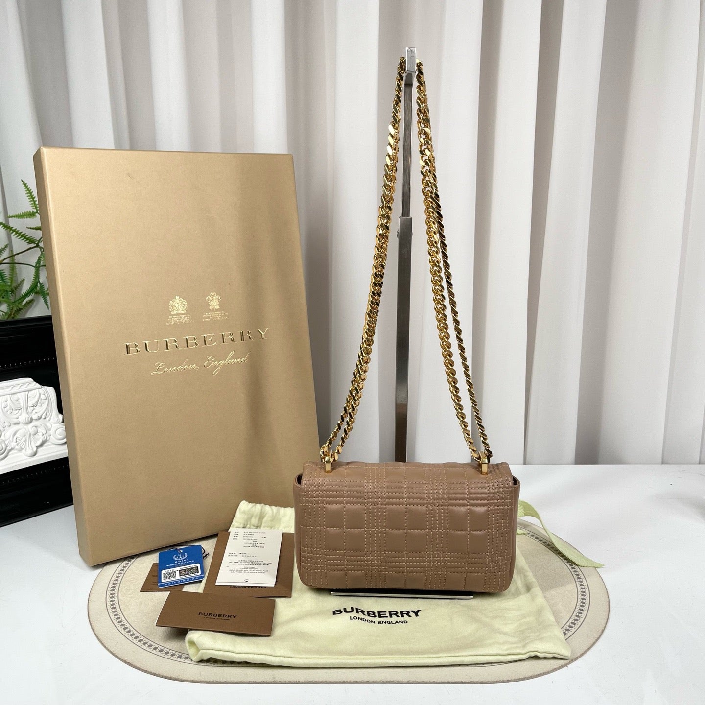 Burberry Lola 18cm Quilted TB Logo Chain Bag