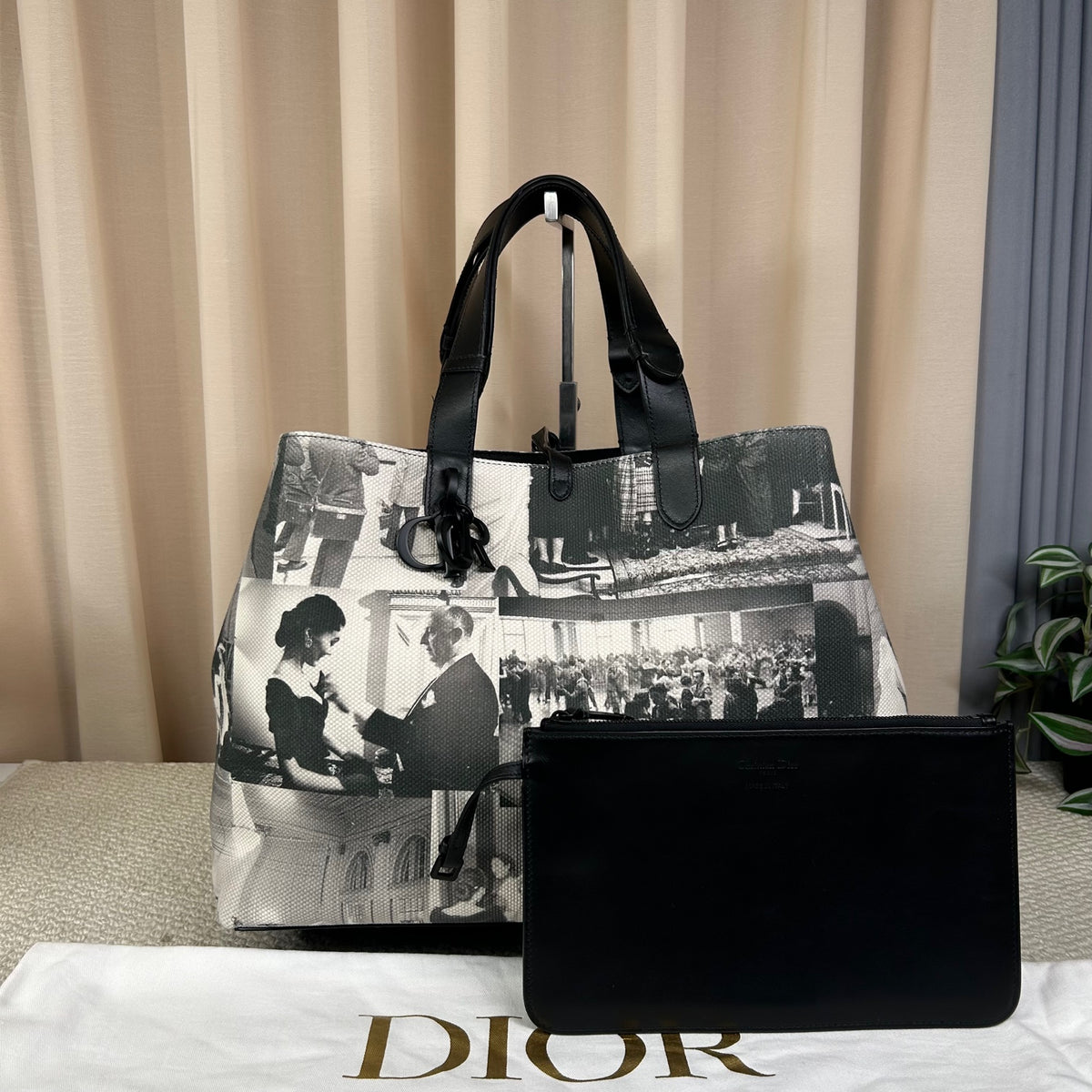 Dior Canvas Tote Bag With Pouch Canvas & Leather 37cm