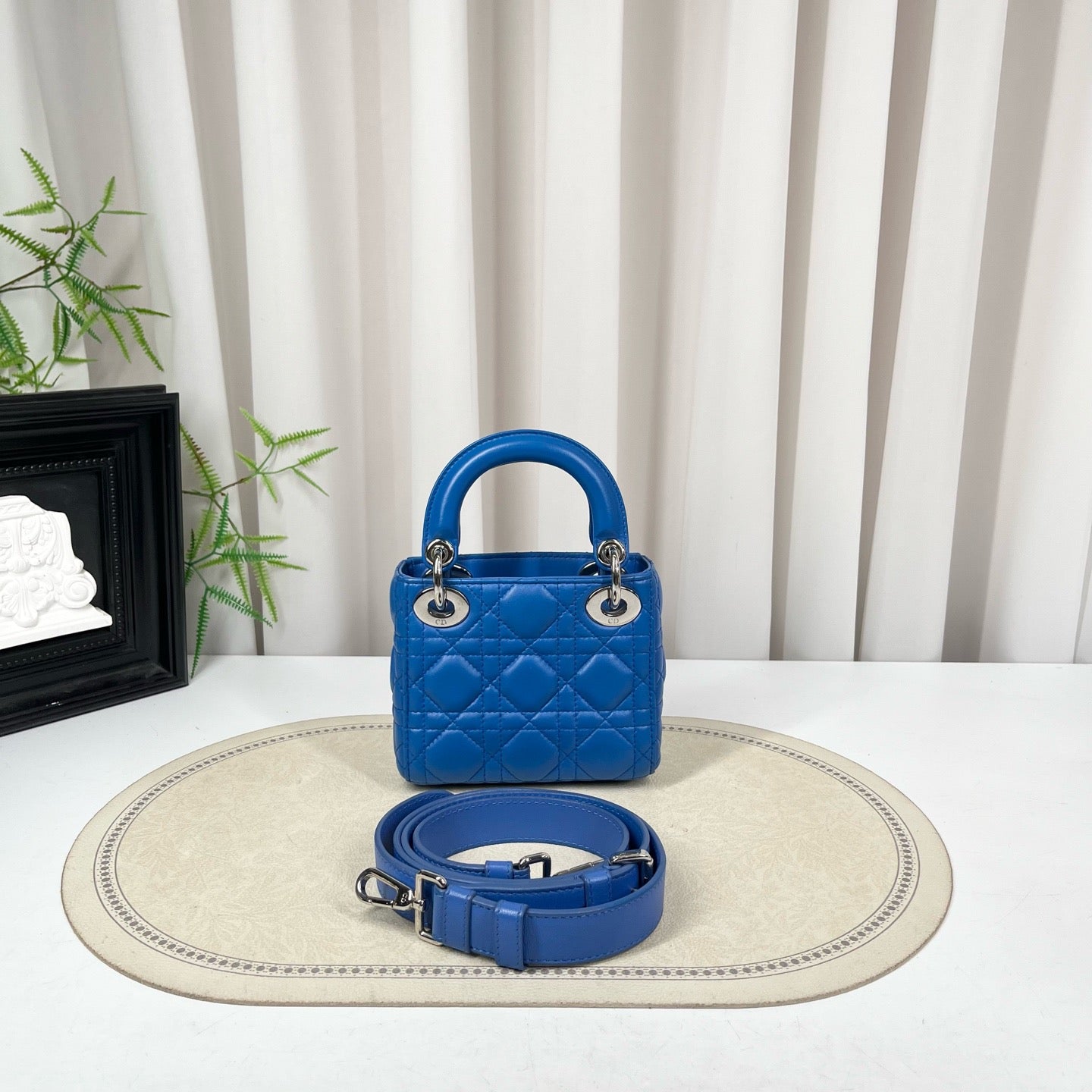 Dior Lady Dior Mini Micro Bag Blue