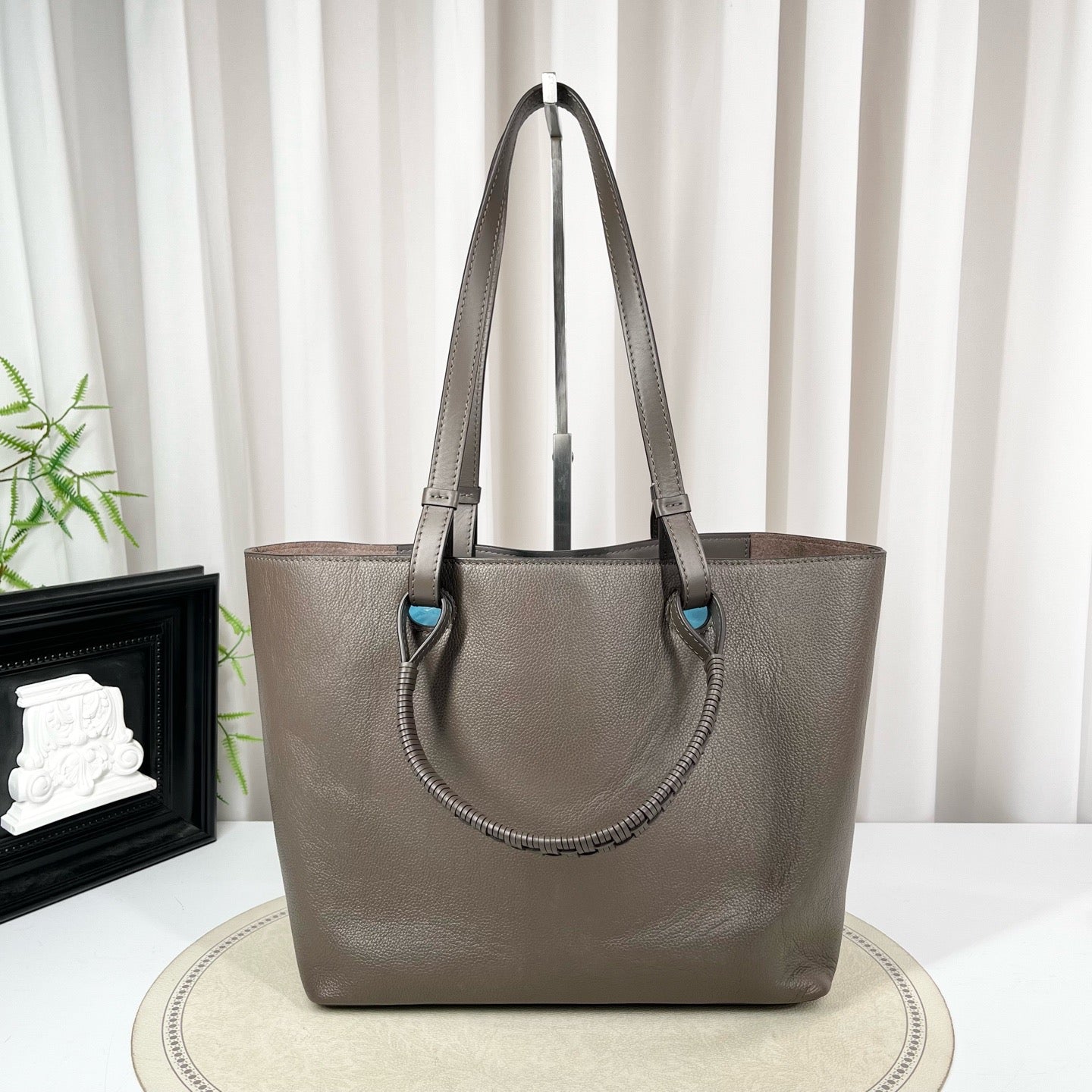 LOEWE Anagram Tote Medium Taupe Grained Leather