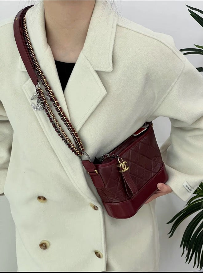 Chanel Gabrielle Small Red Chevron Calfskin
