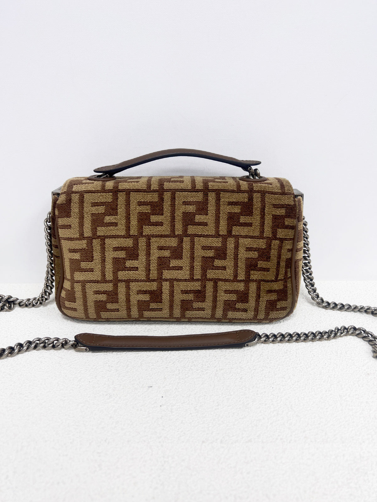 Fendi Baguette Brown FF Tapestry Fabric Handbag