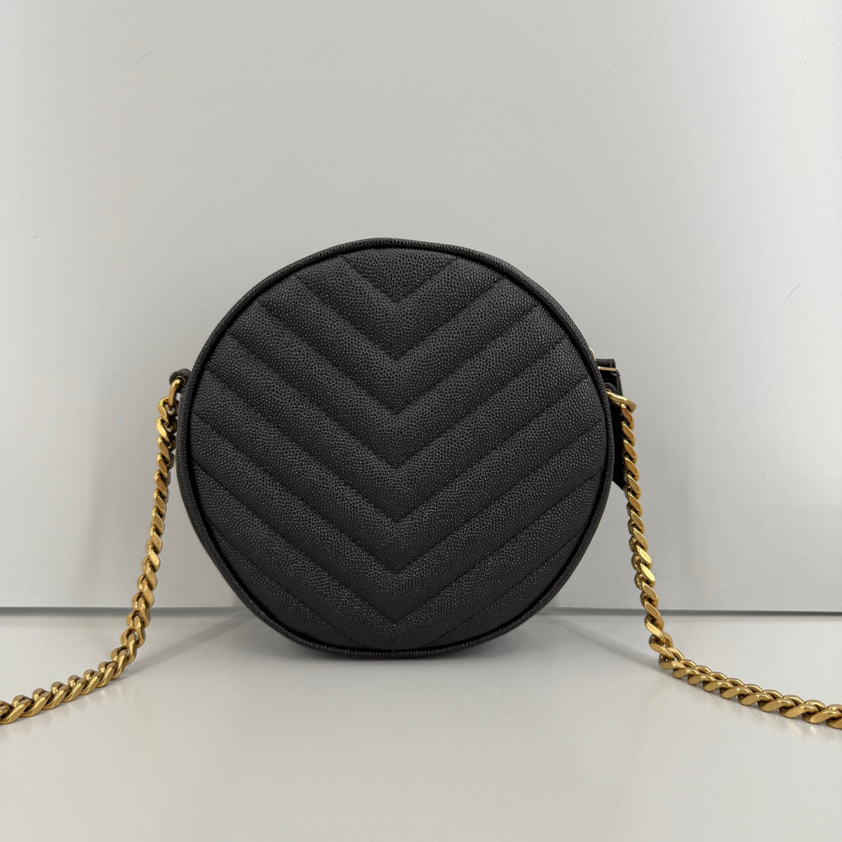 YSL Vinyle Round Camera Bag Black