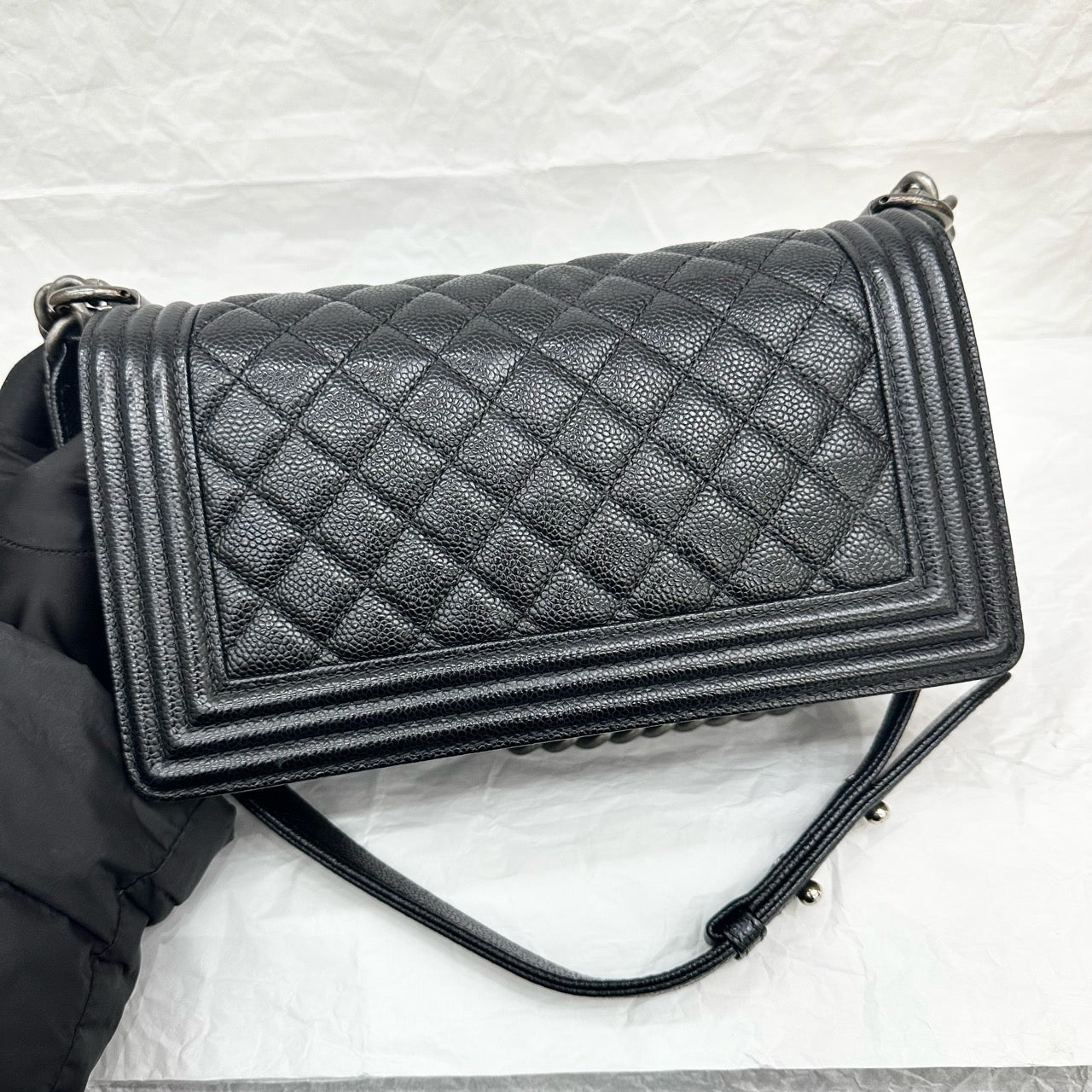 Chanel Le Boy Medium Black Silver hardware (serias20)
