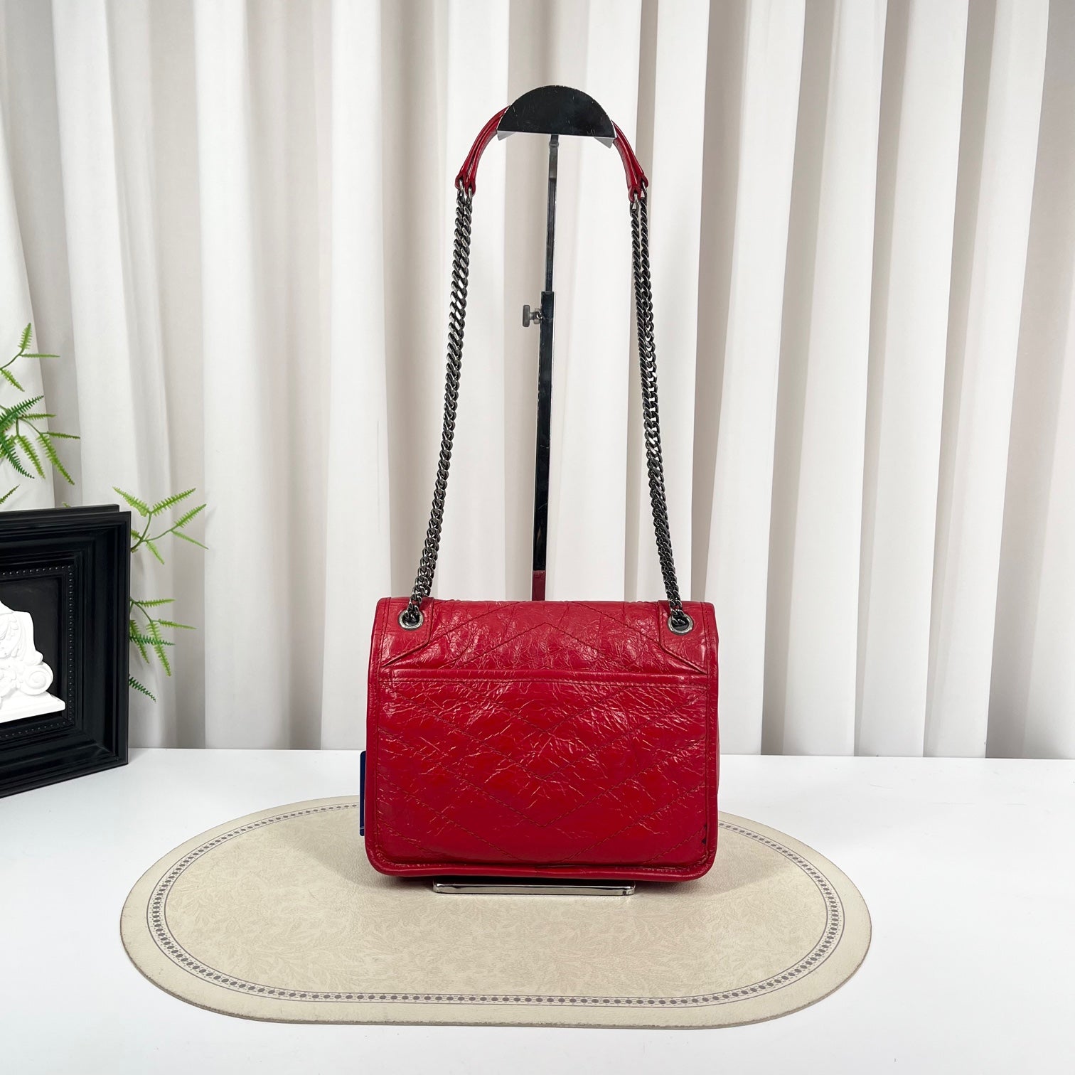 SAINT LAURENT Red calfskin leather