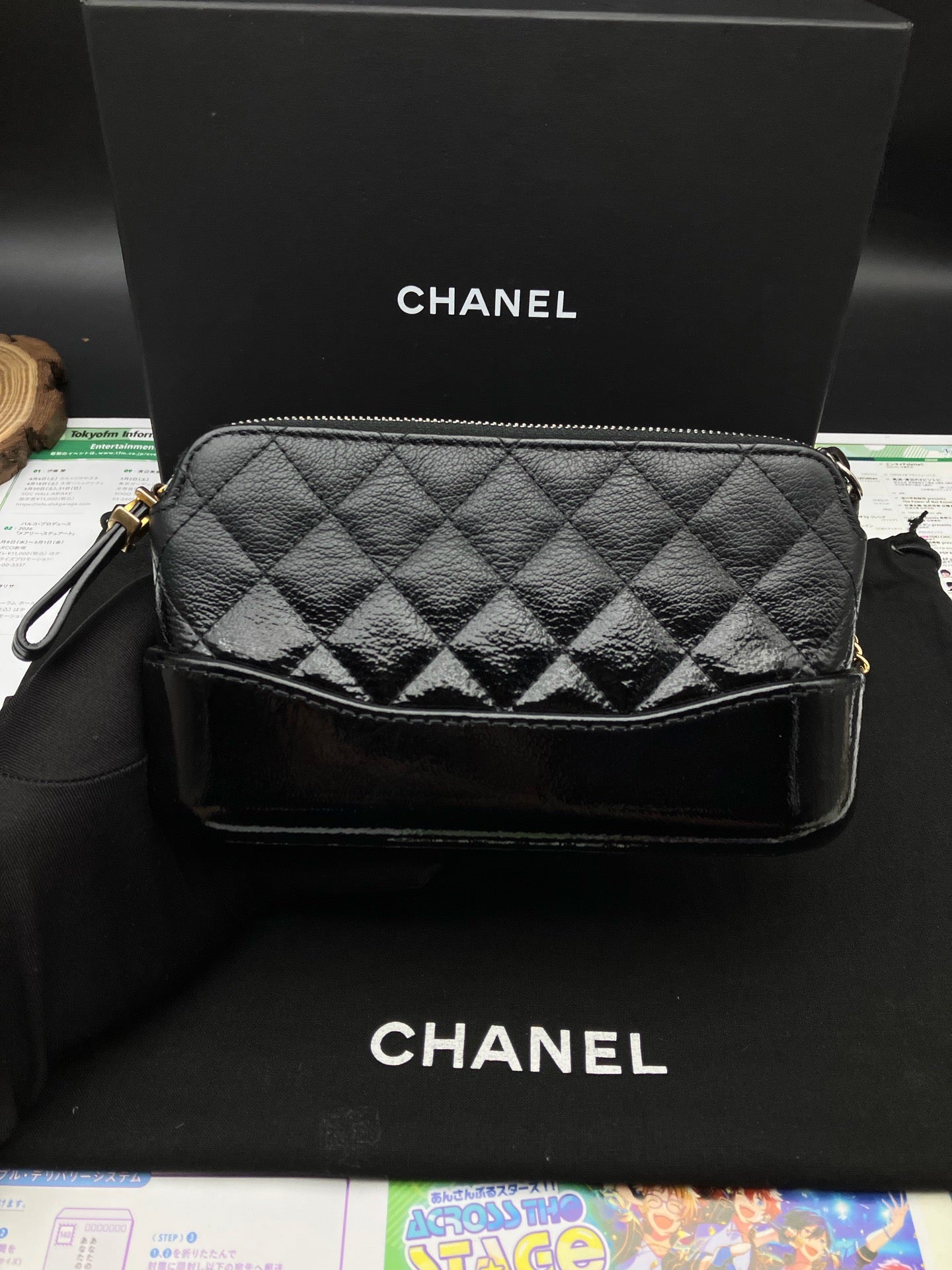 Chanel Mini Gabrielle WOC Black Mixed Leather Crossbody