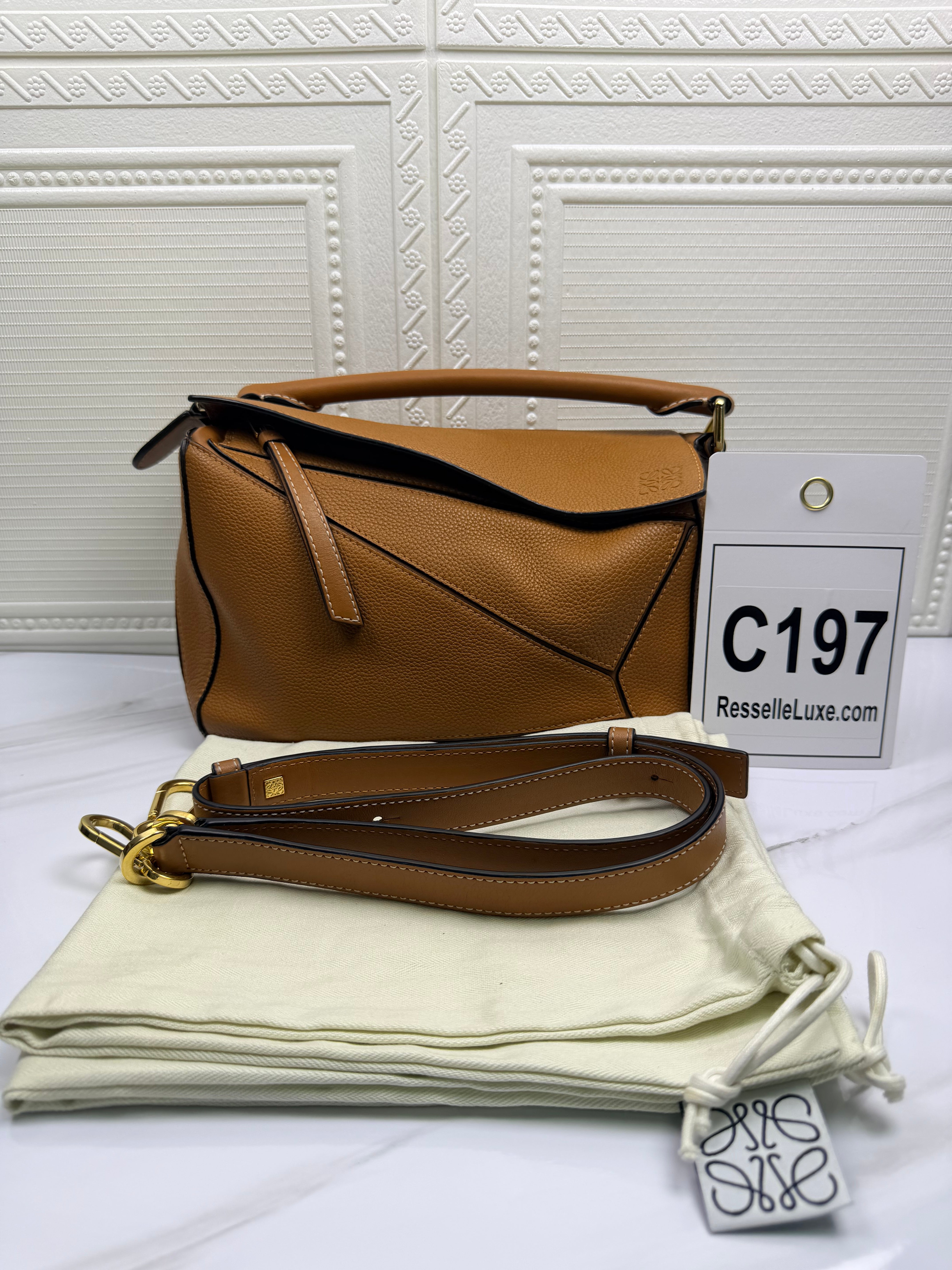 Loewe Puzzle Small Tan Leather Crossbody Bag