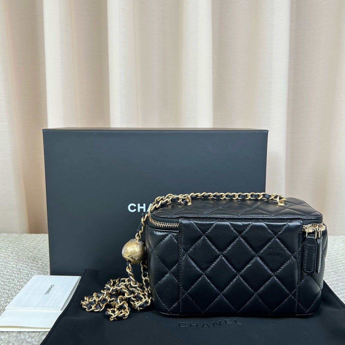 Chanel Vanity Mini Black Lambskin Gold Hardware