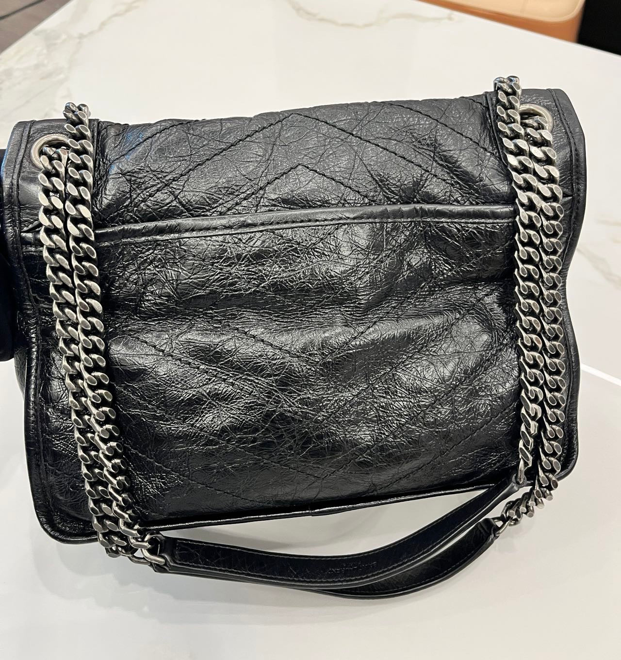 Saint Laurent Niki Medium Black Crinkled Leather Bag