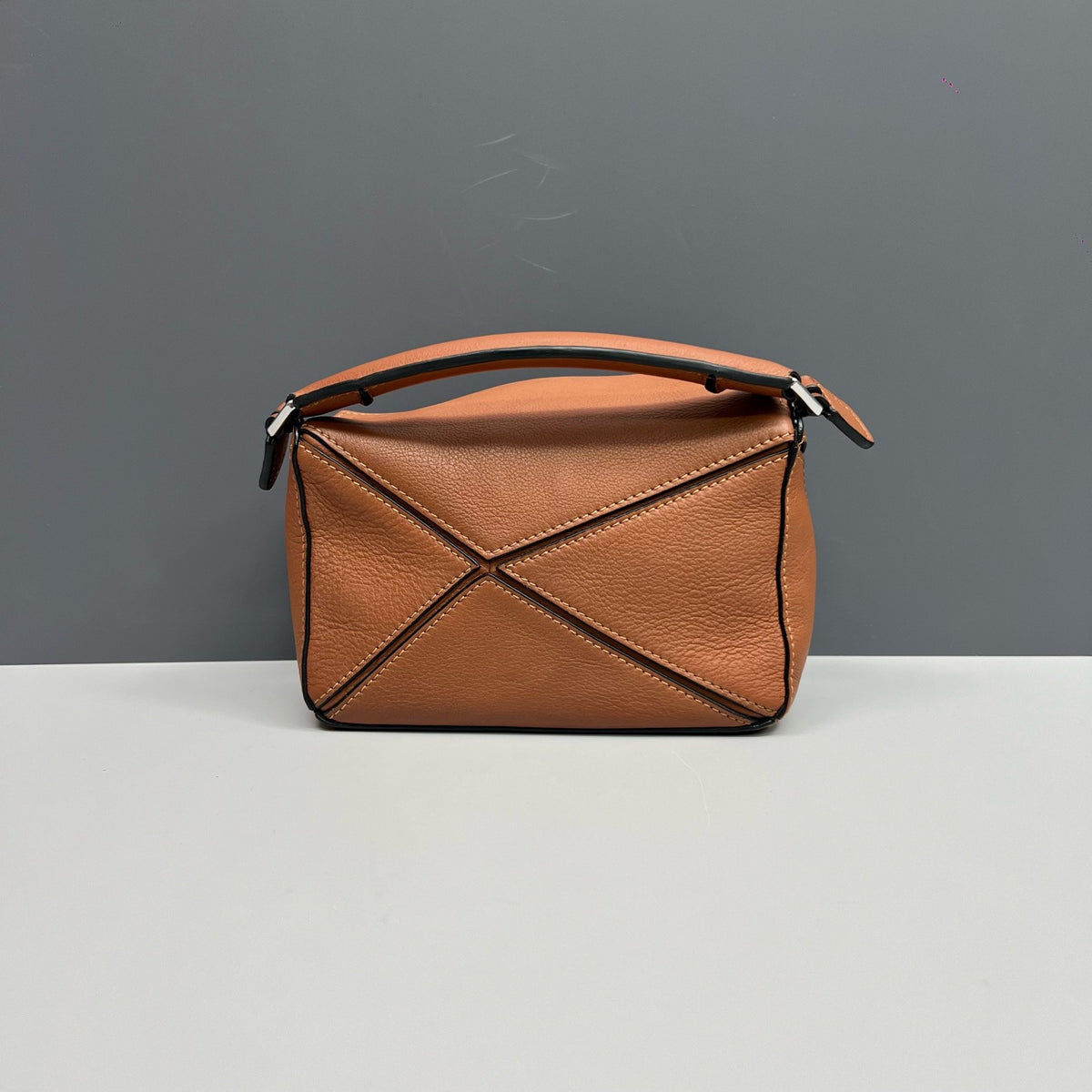 Loewe Puzzle Mini Bag, Tan Grained Calfskin Leather