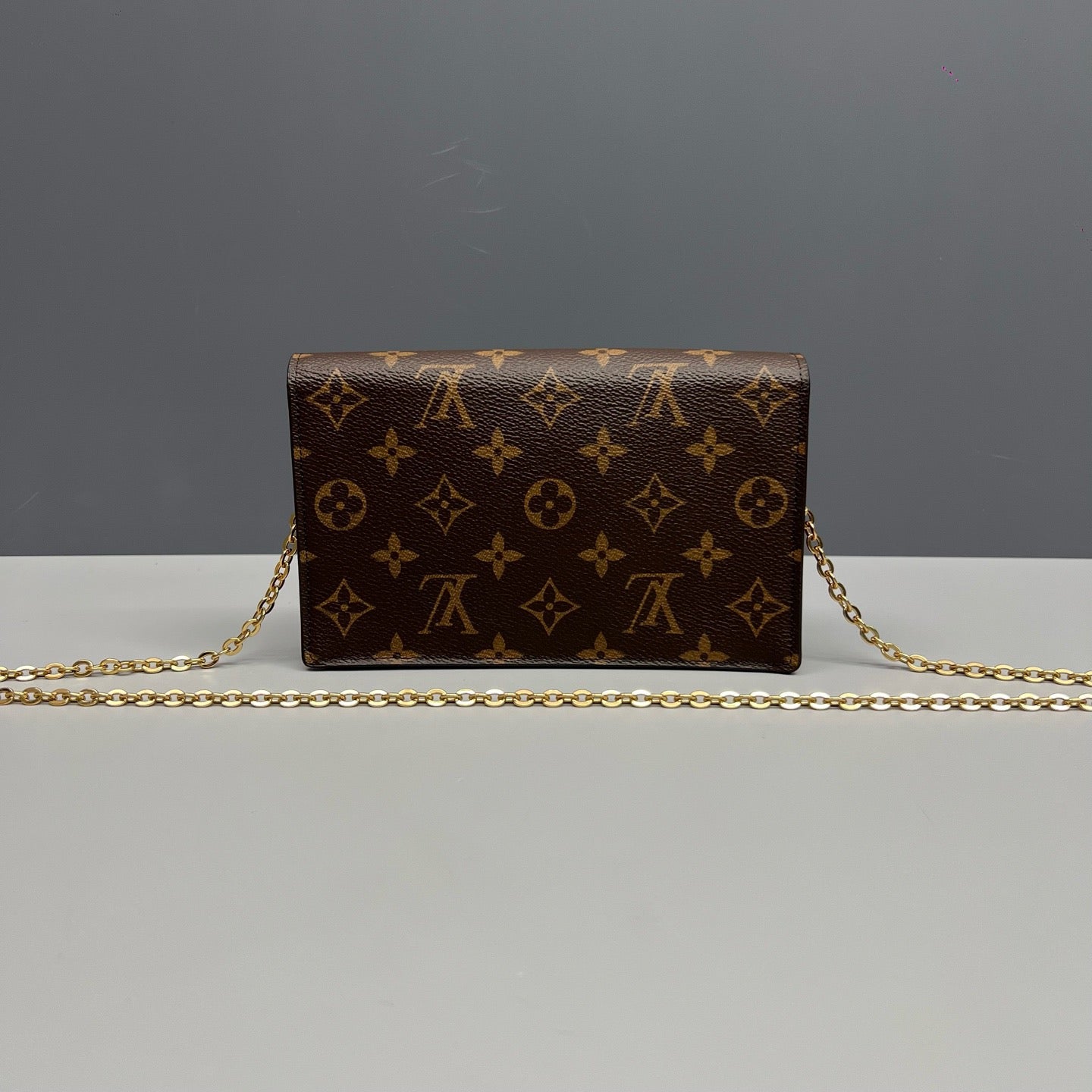 Louis Vuitton Monogram Rose Red Flower WOC Chain Wallet