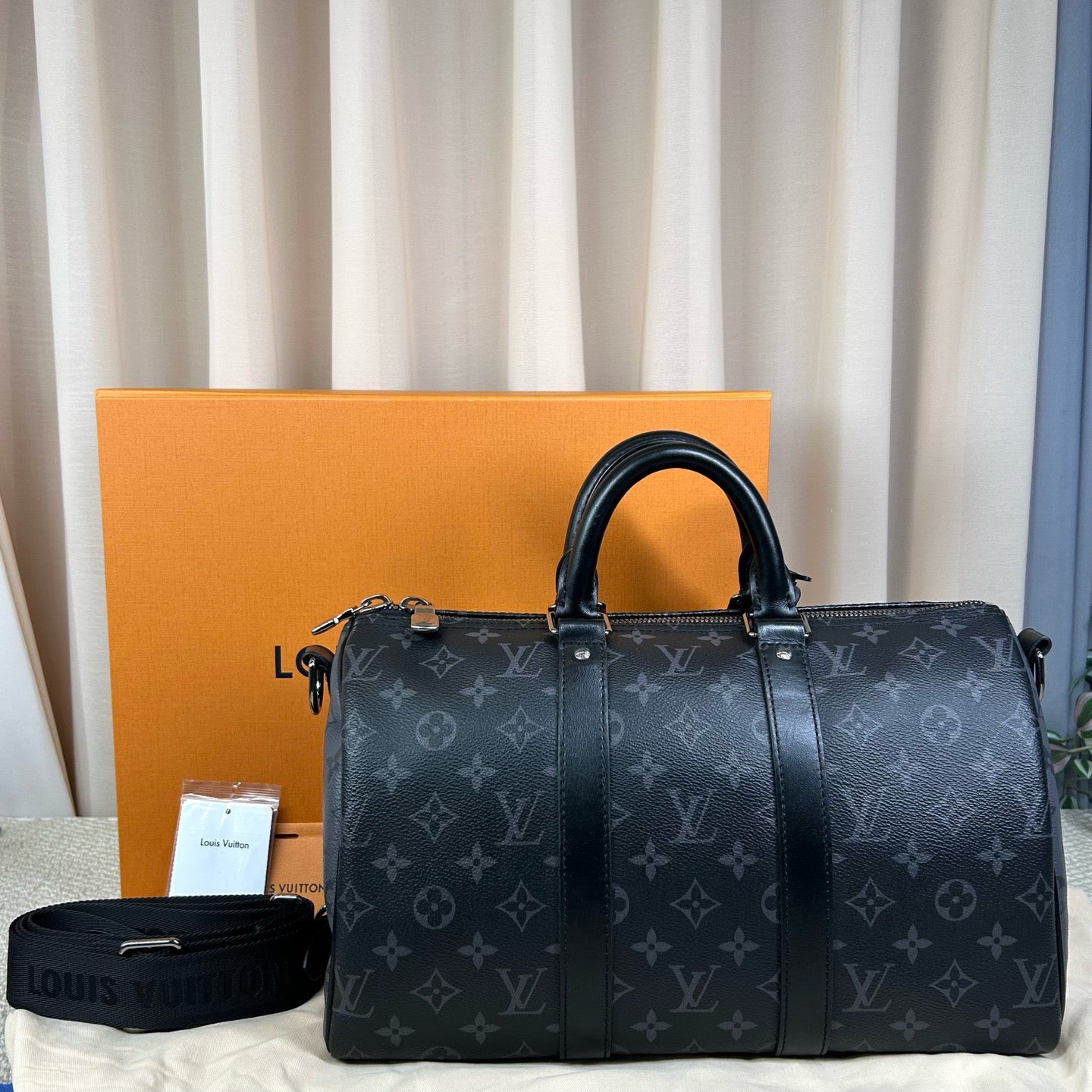 Louis Vuitton Keepall 35 Black Monogram Eclipse Bag