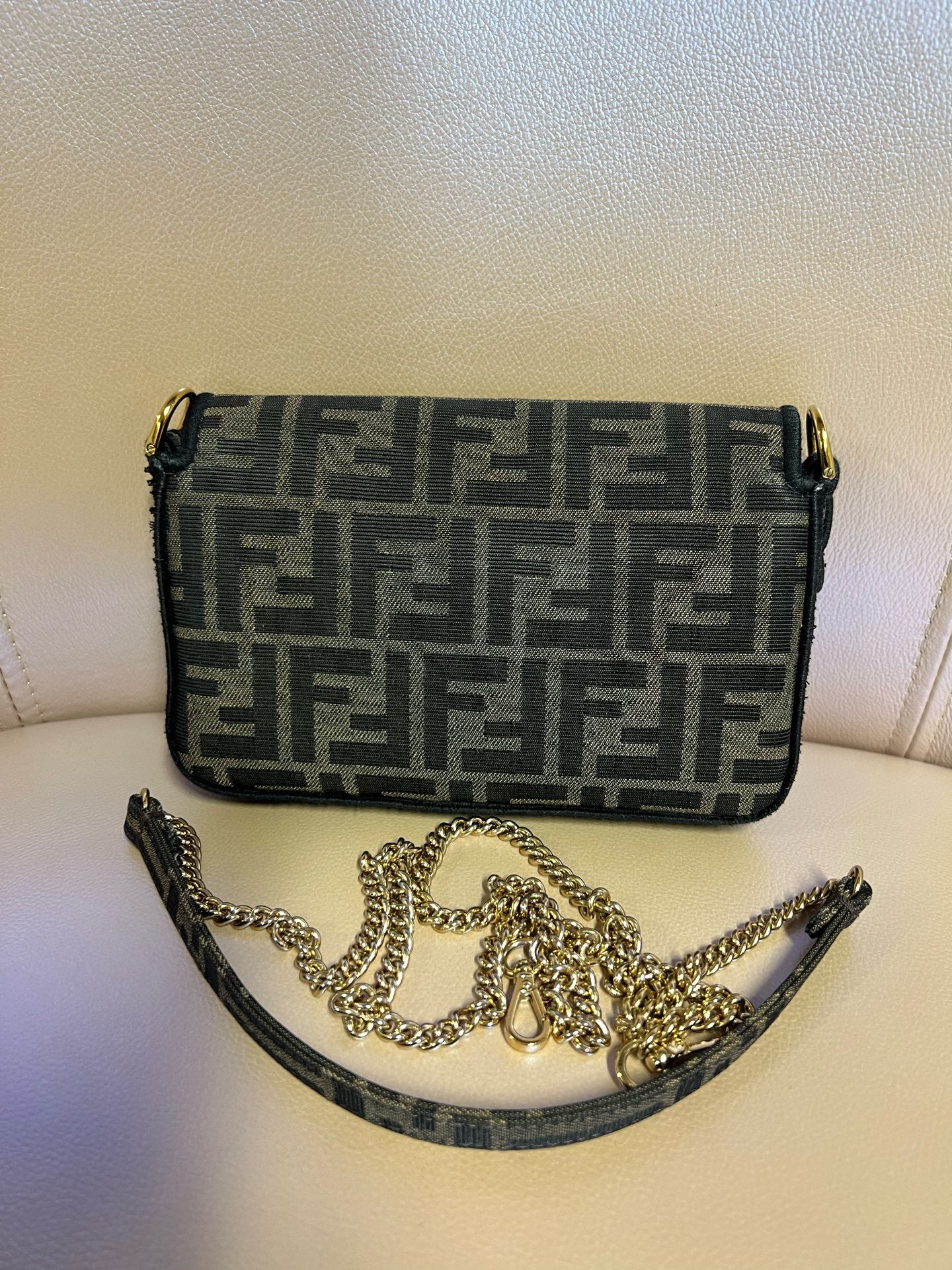 Fendi Baguette Mini FF Canvas Crossbody Bag