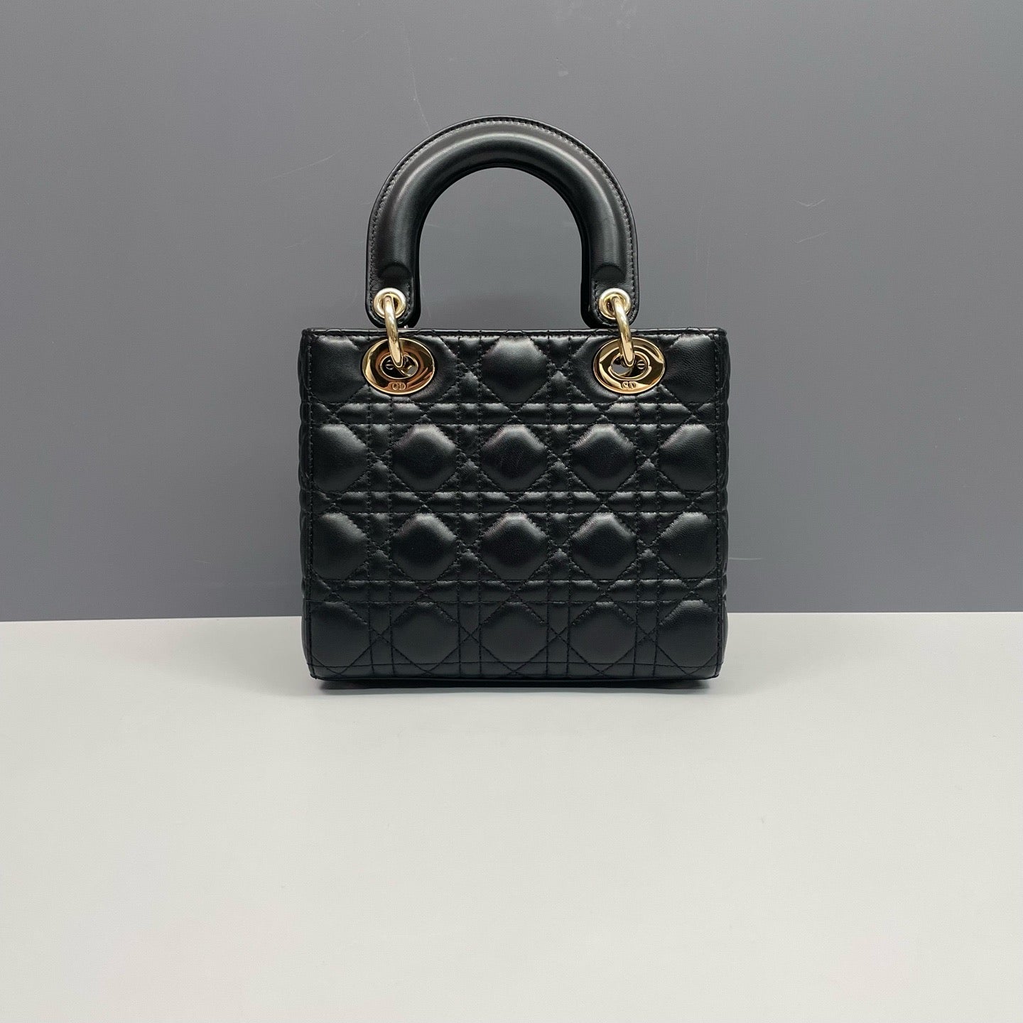Dior Medium Lady Dior Handbag in Black Lambskin Cannage
