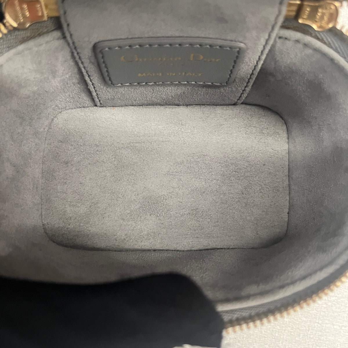 Dior Mini Vanity Case, Grey Cannage Calfskin