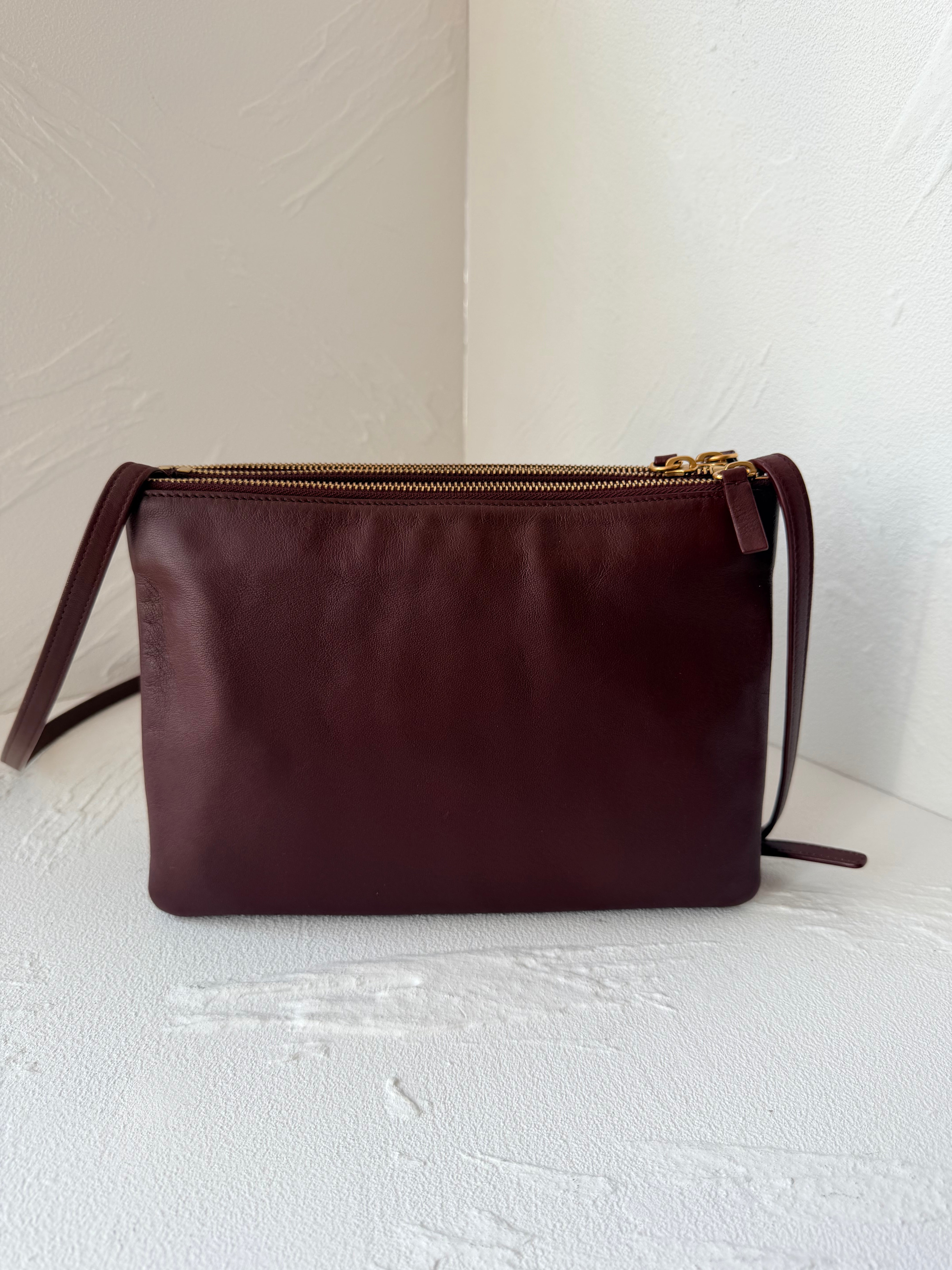 Celine Large Trio Burgundy Smooth Lambskin Triple Zip