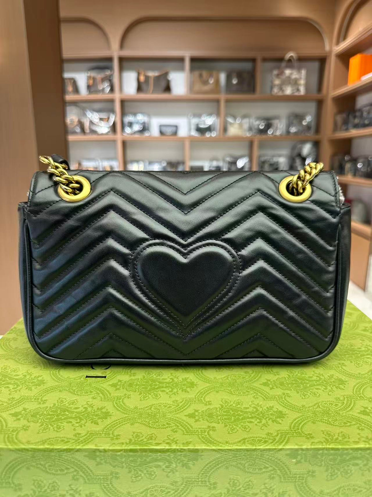 Gucci GG Marmont 26, Black Quilted Calfskin