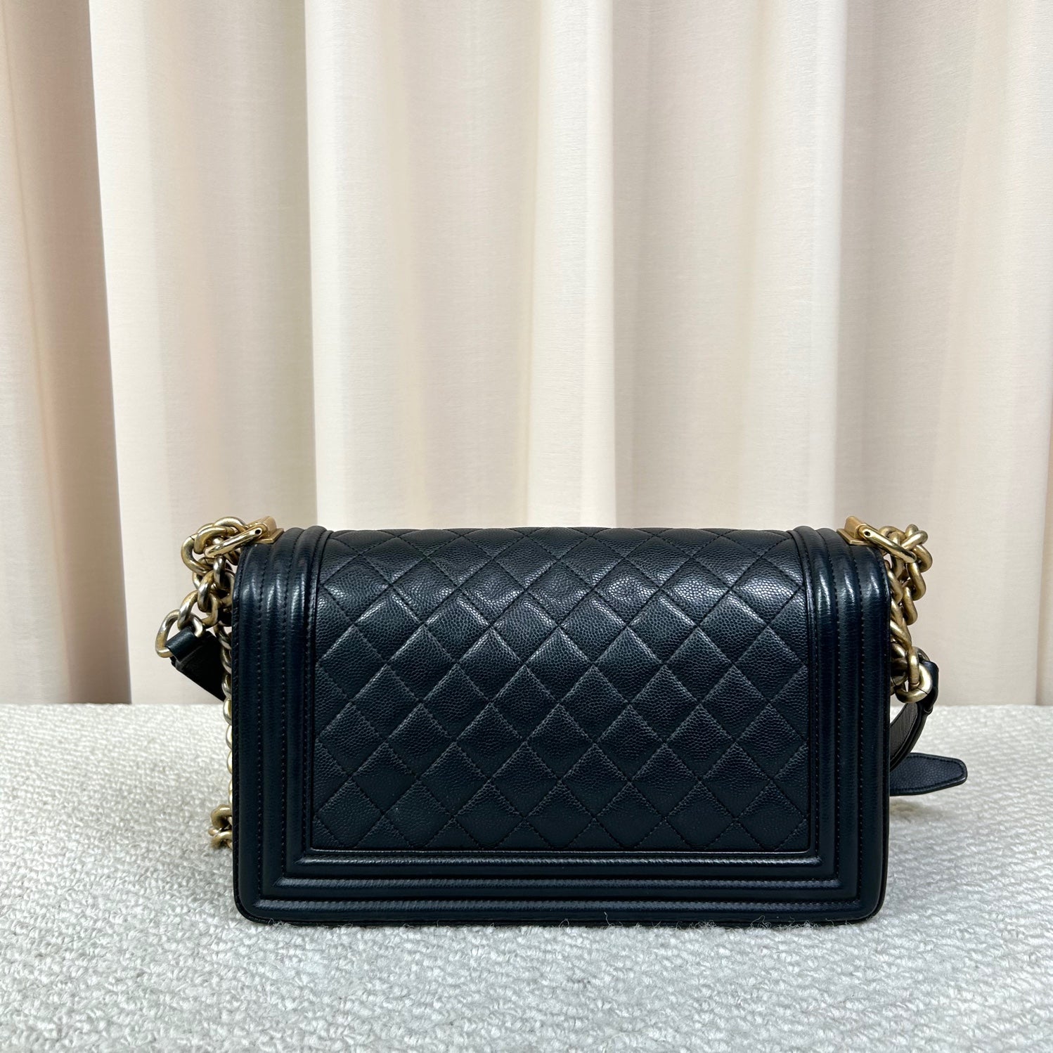 Chanel Boy Medium Black Caviar Leather Flap Bag