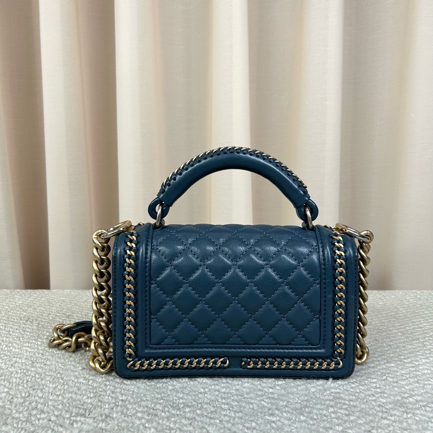 Chanel Le Boy Small Misty Blue Lambskin Leather