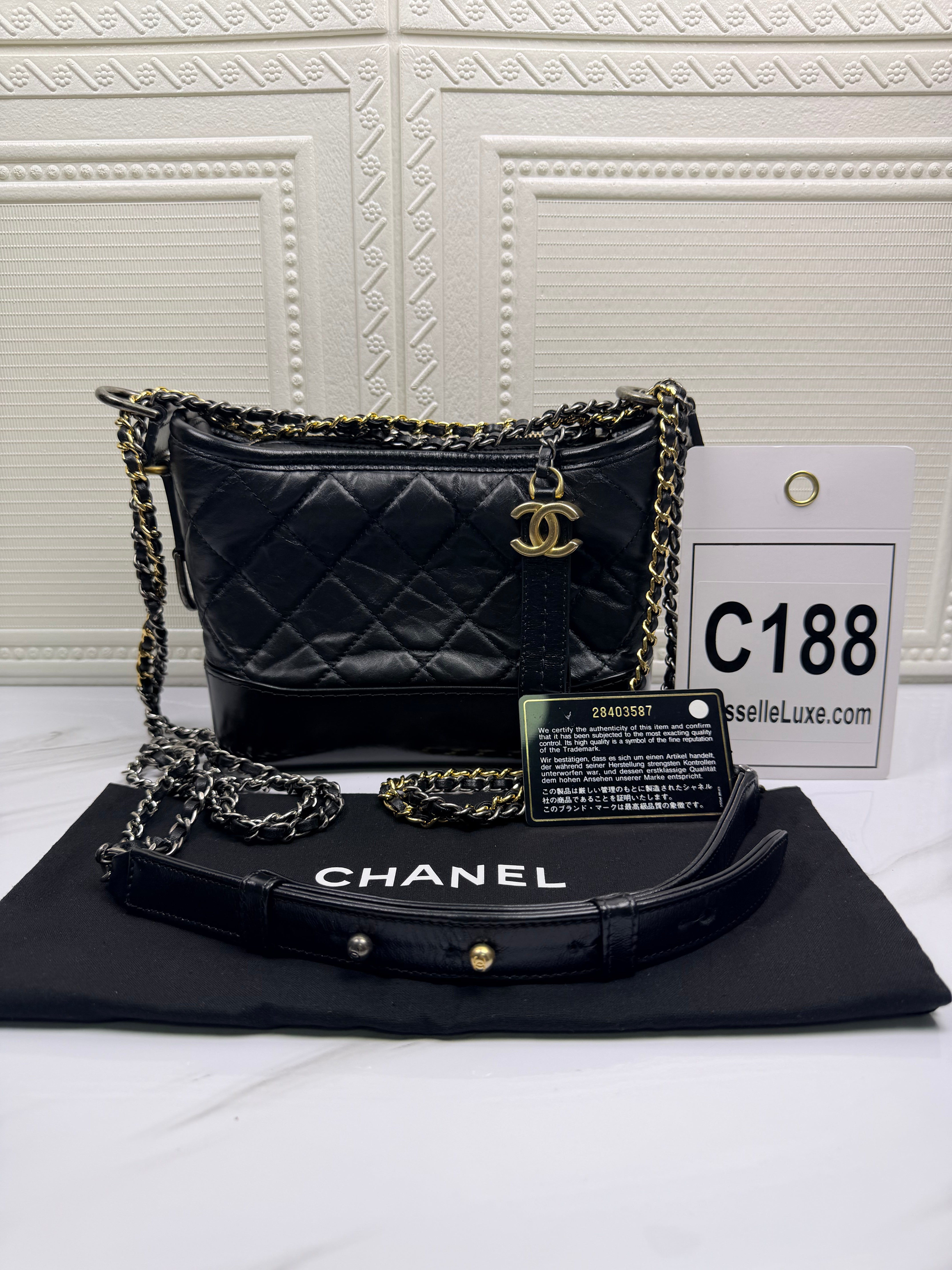 Chanel Small Black Quilted Calfskin Gabrielle Hobo Bag