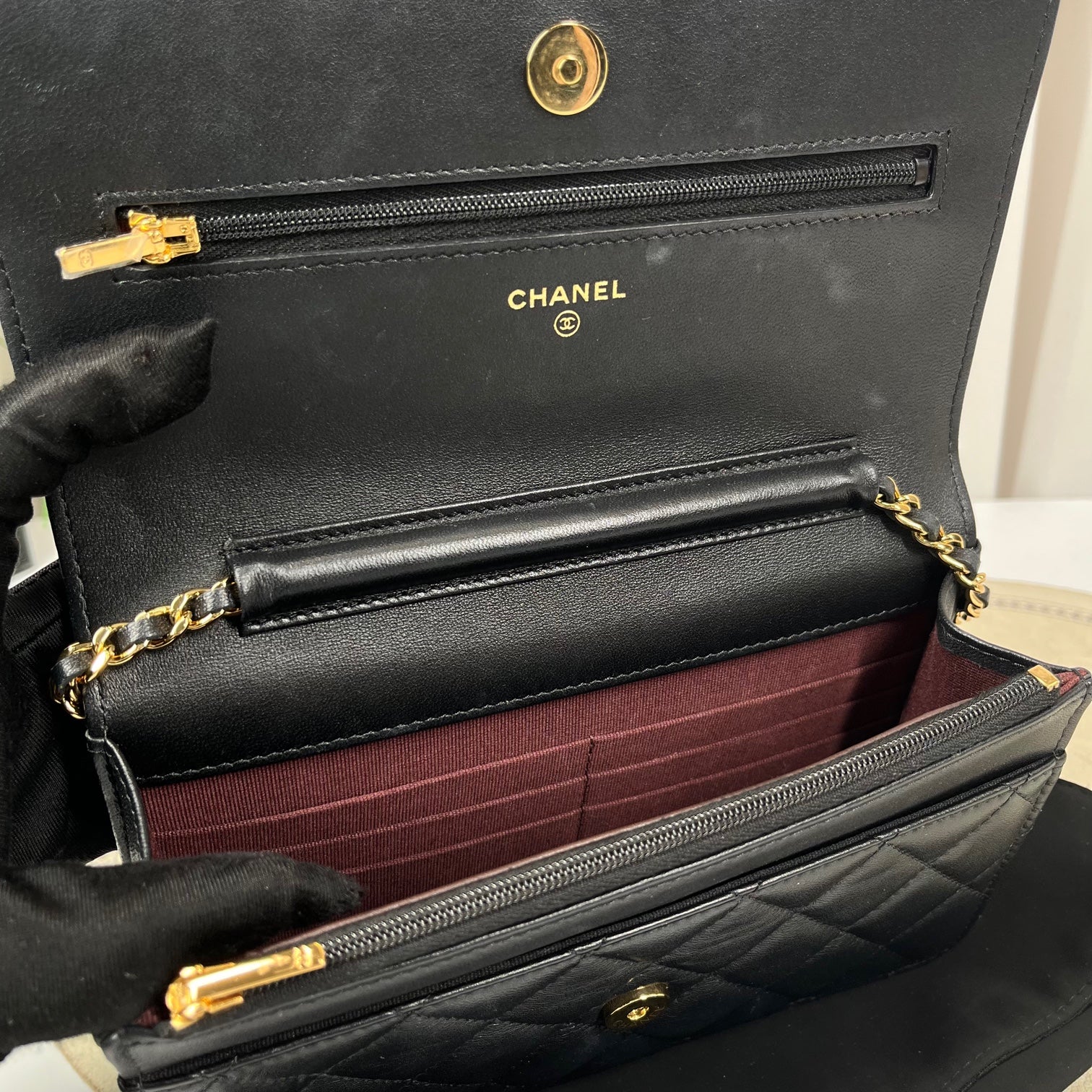 Chanel wallet on chain lambskin 2023