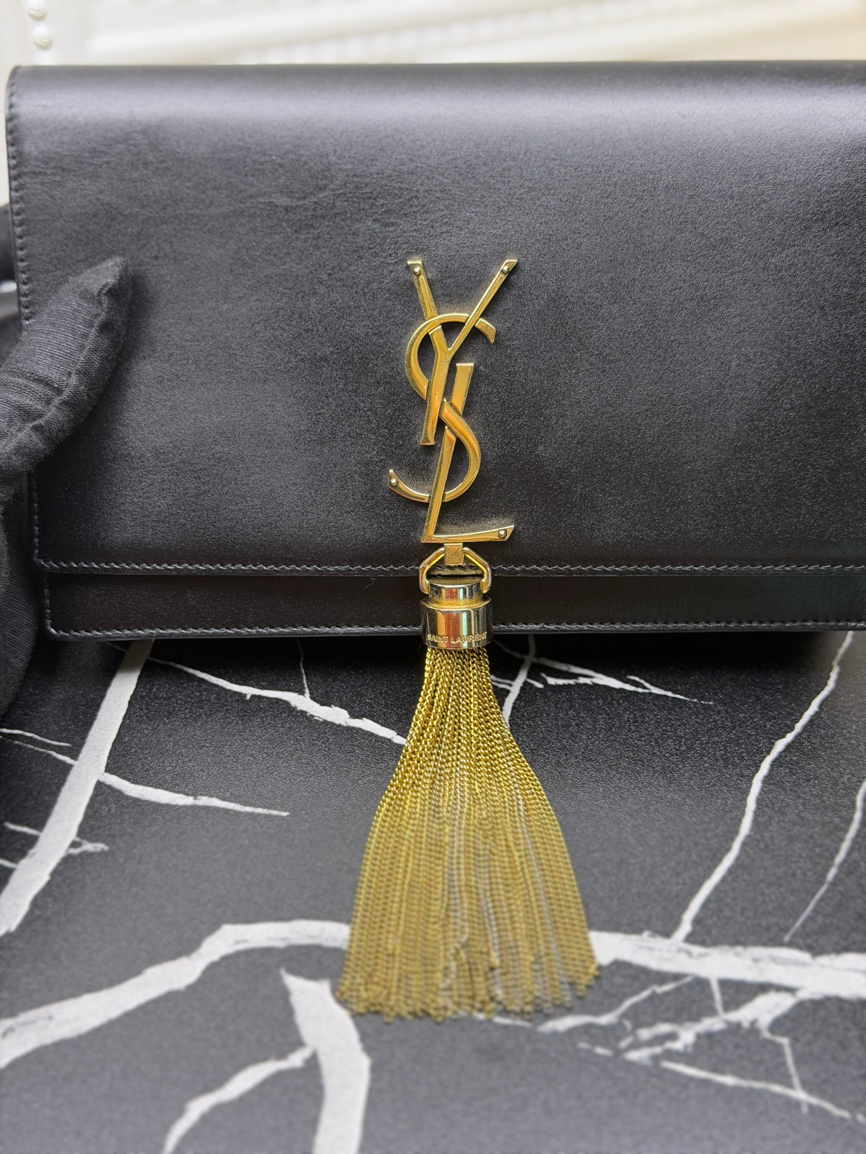 Saint Laurent Kate Medium Black Leather Crossbody Bag