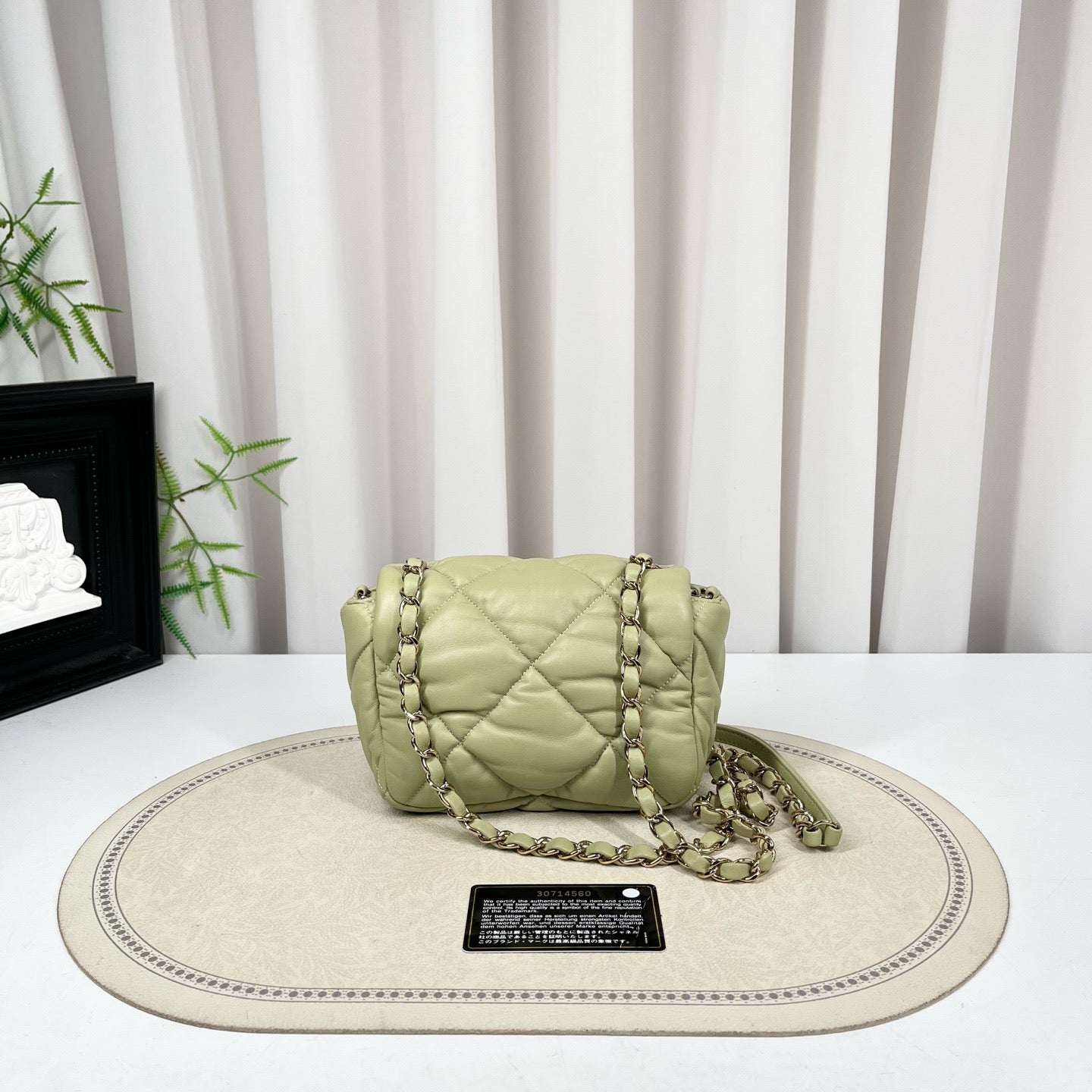 Chanel Coco Fat Mini Light Green Lambskin Square Flap Bag