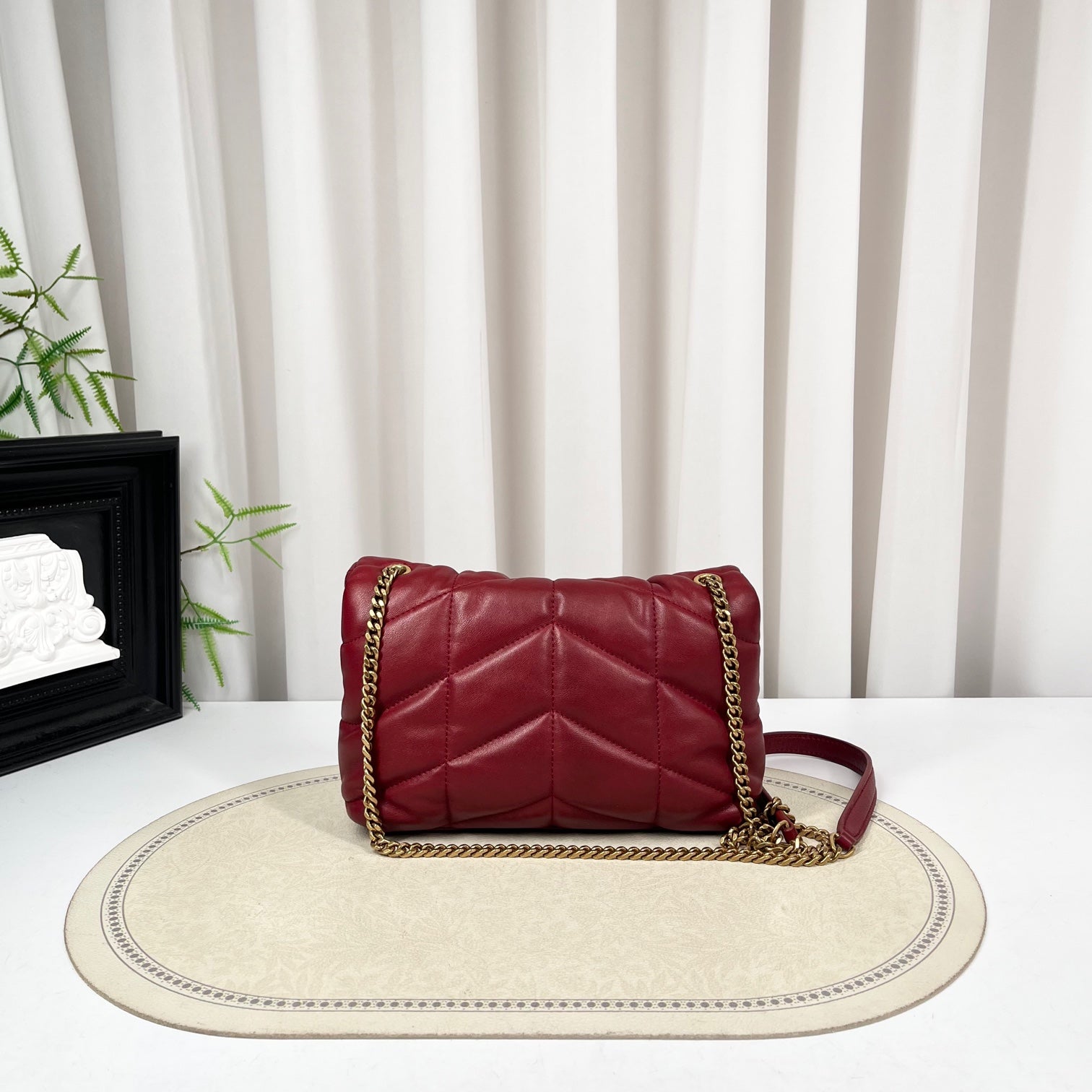 Saint Laurent Medium Loulou Puffer Cloud Shoulder Bag Red Quilted Calfskin