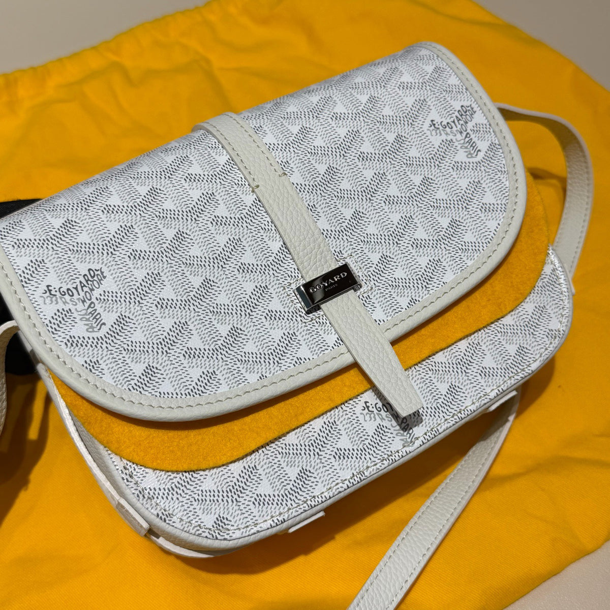 Goyard Belvedere PM, White Goyardine Canvas