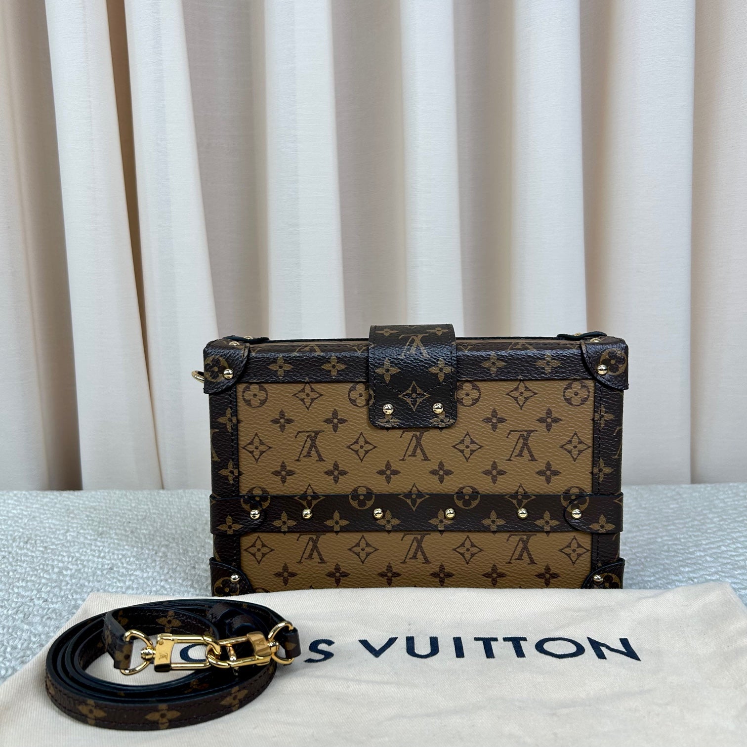 LOUIS VUITTON Monogram Canvas Hard Trunk Clutch