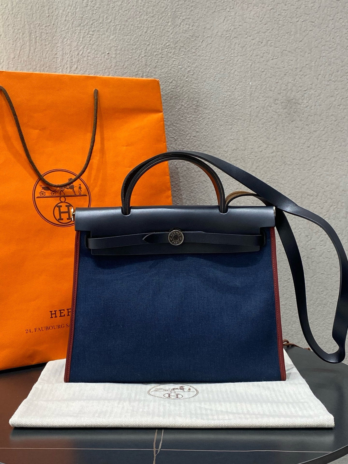 Hermès Herbag 31, Deep Blue