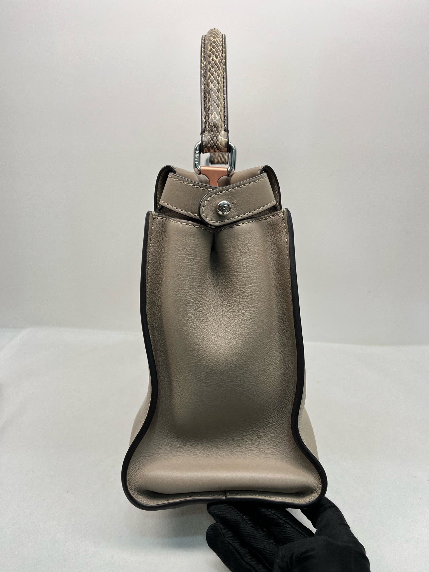 Fendi Peekaboo Large Elephant Grey Leather Crossbody Bag