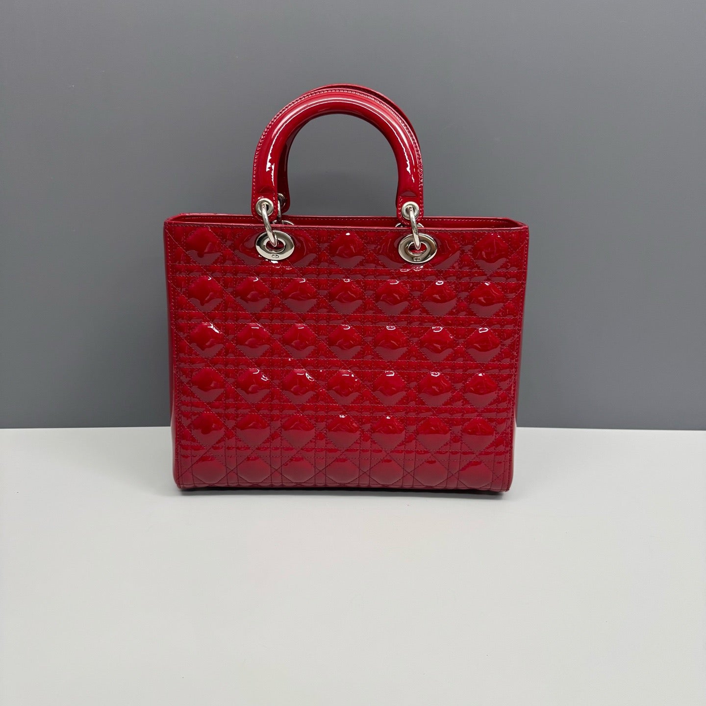 Christian Dior Lady Dior Large Red Patent