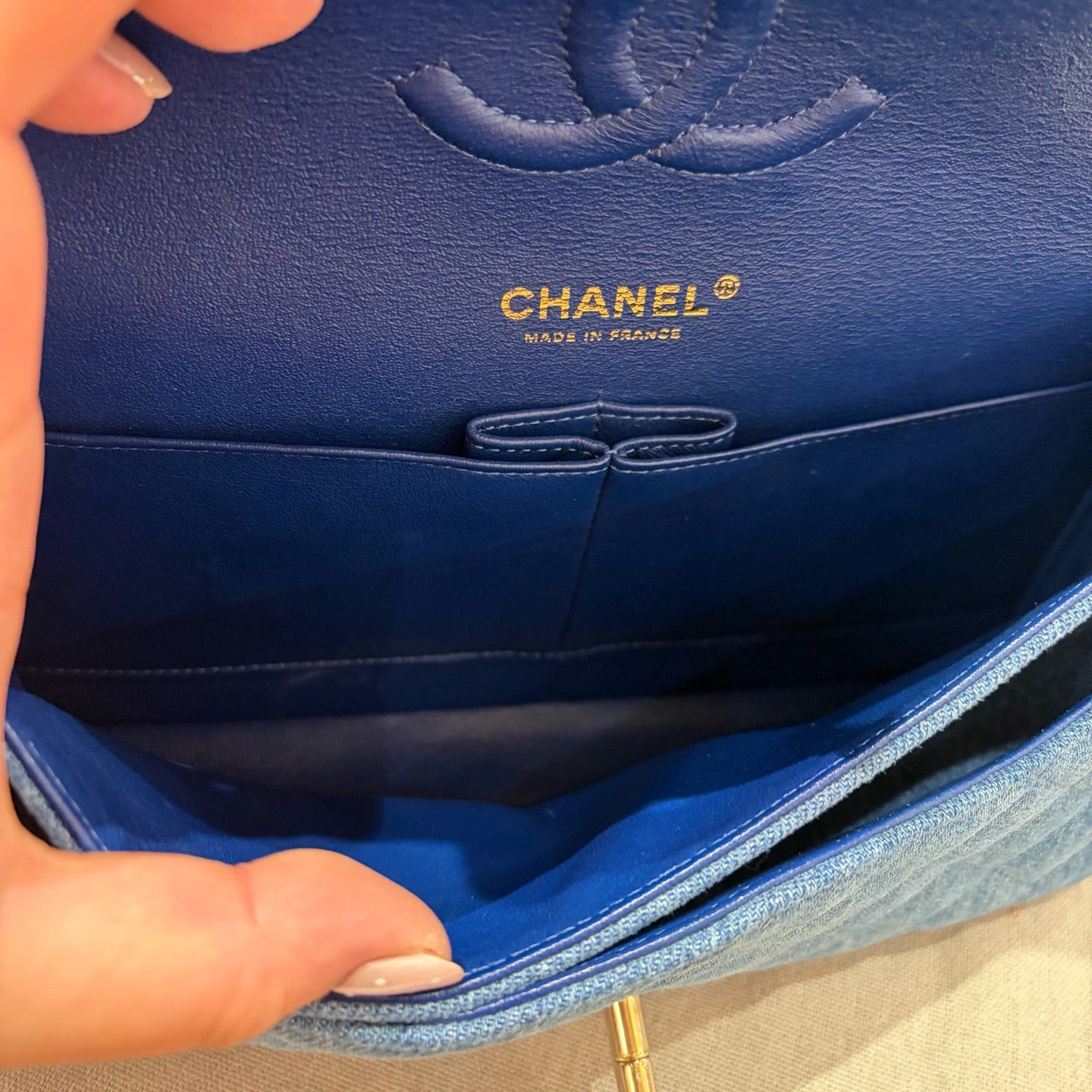 Chanel Classic Flap Medium Light Blue Denim Gold-Tone
