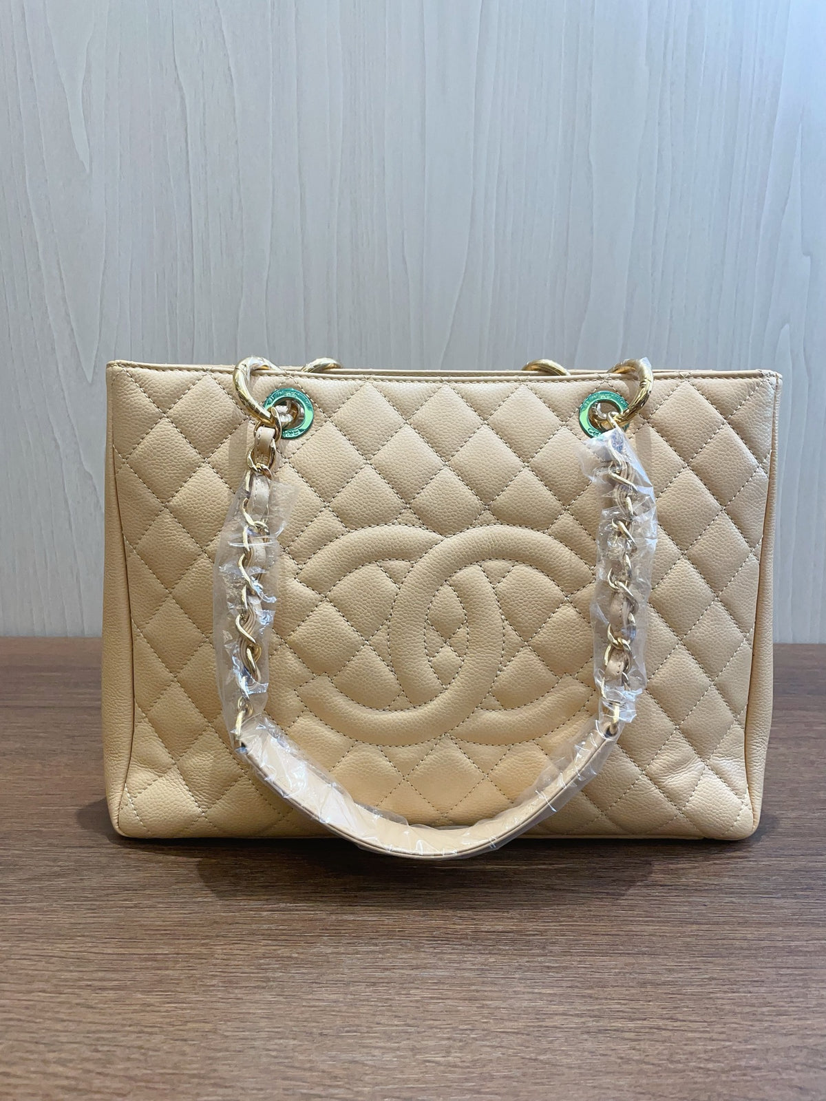 Chanel GST Tote, Beige Caviar Leather