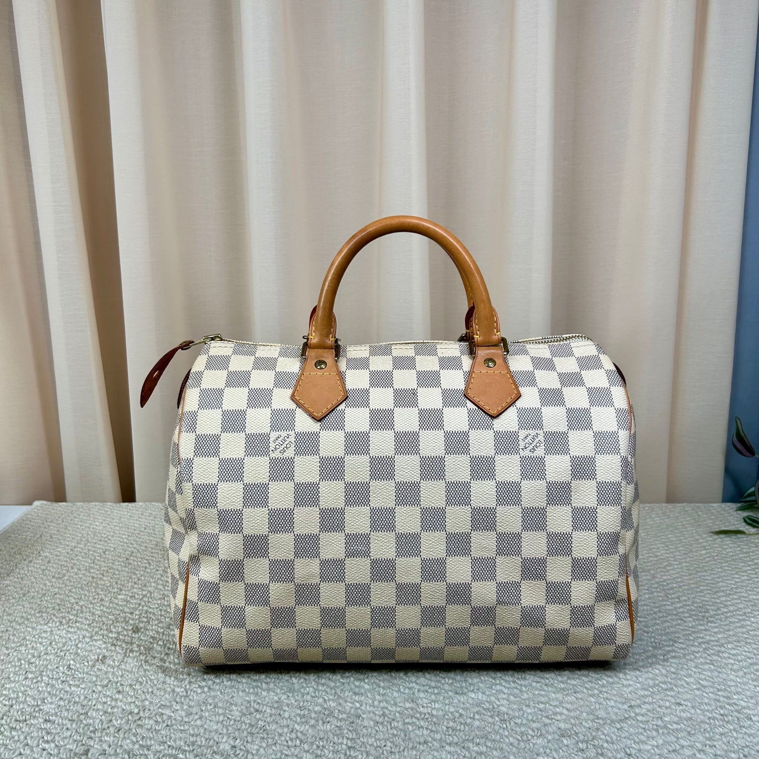 LOUIS VUITTON Speedy 30 White Damier Ebene Handbag