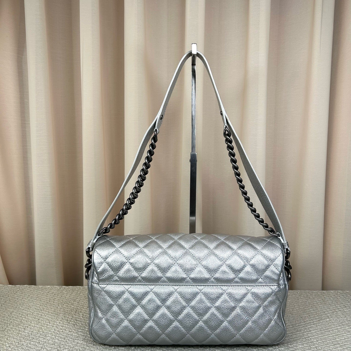 Chanel Classic Flap Jumbo Airport Bag Metallic Silver