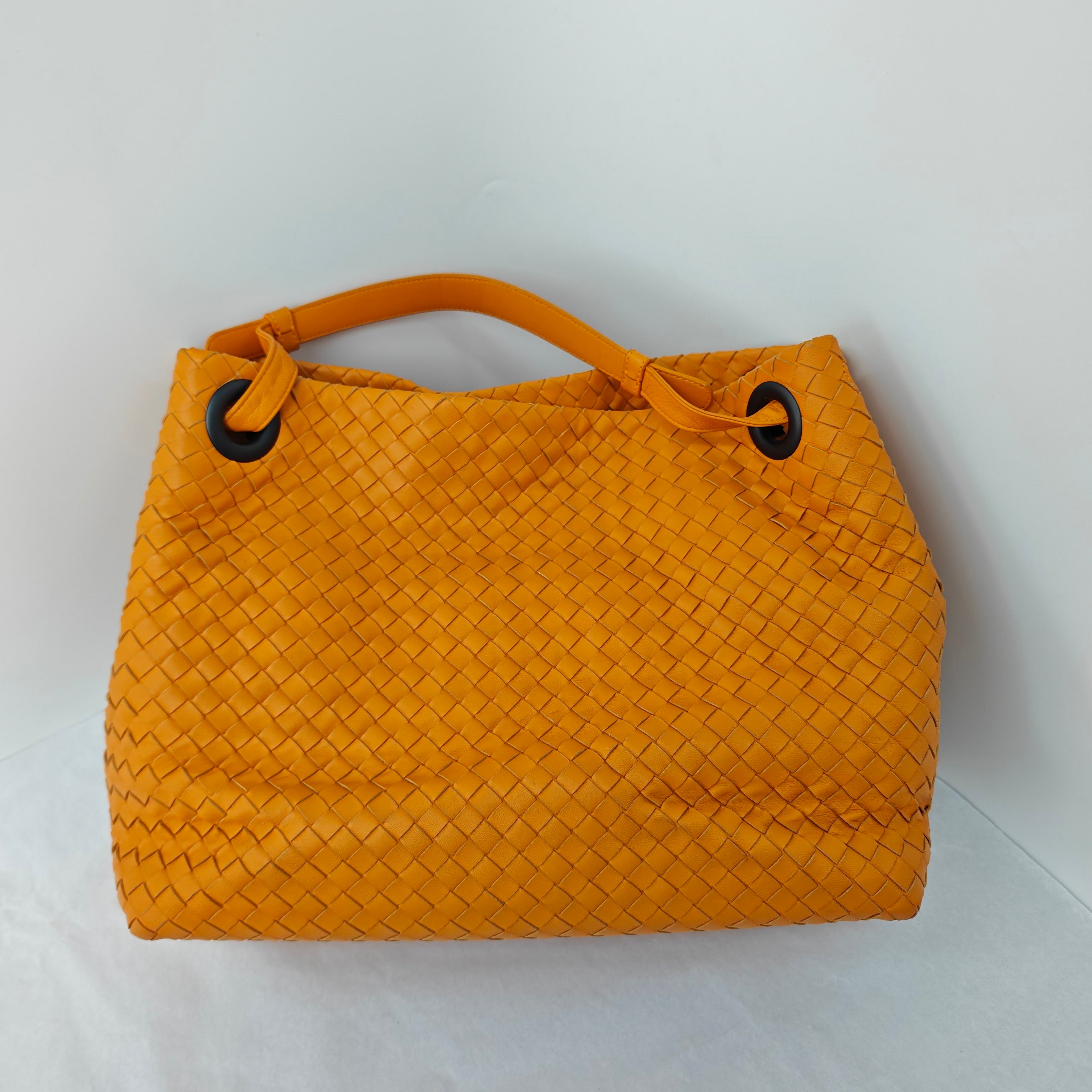 Bottega Veneta Intrecciato Yellow Leather Double Ring