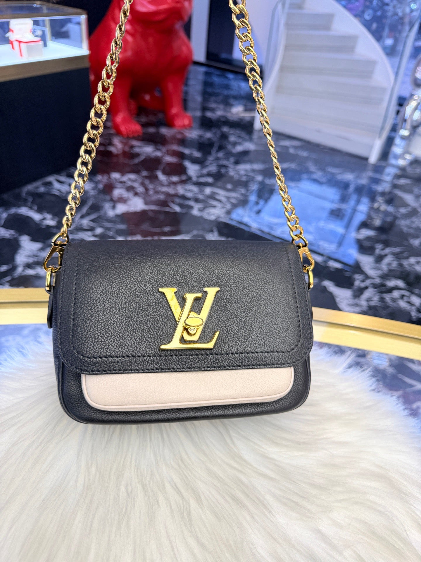 Louis Vuitton Lockme Tender Black & White Grained Calfskin