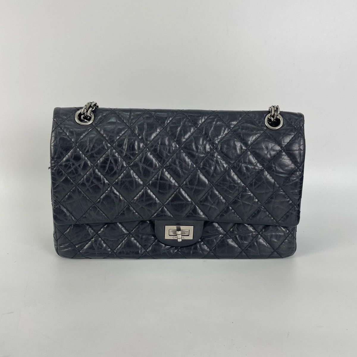 Chanel 2.55 Reissue Black Aged Calfskin Silver‑Tone Hardware