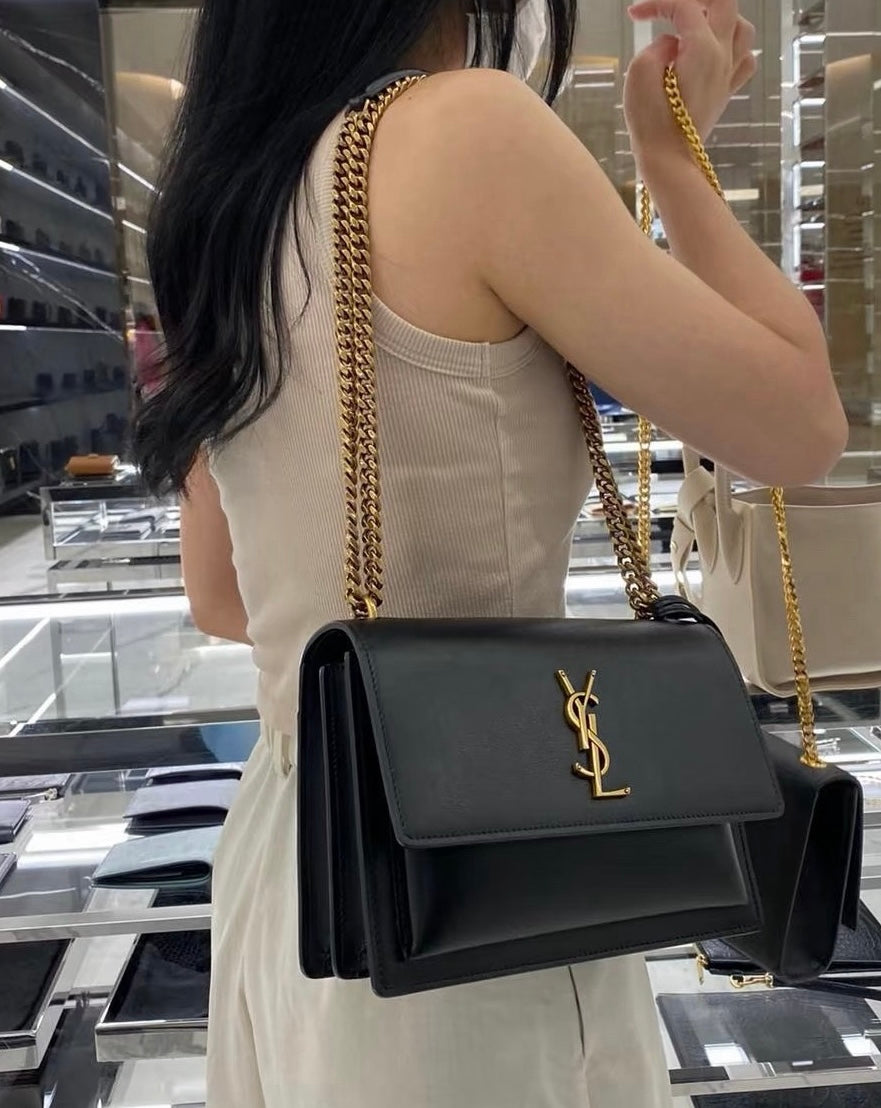 Saint Laurent Sunset Medium Black Gold Hardware