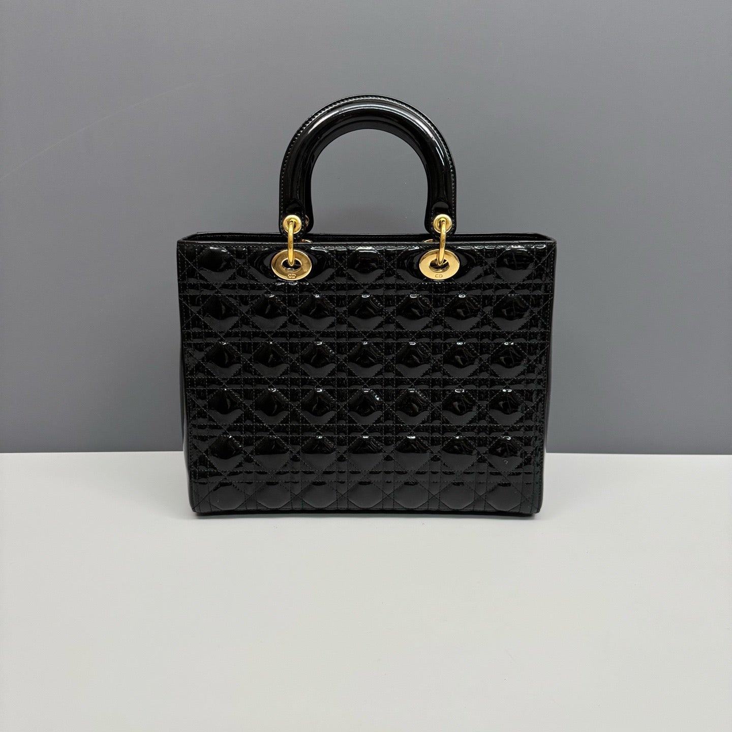 Christian Dior Lady Dior Large Black Patent