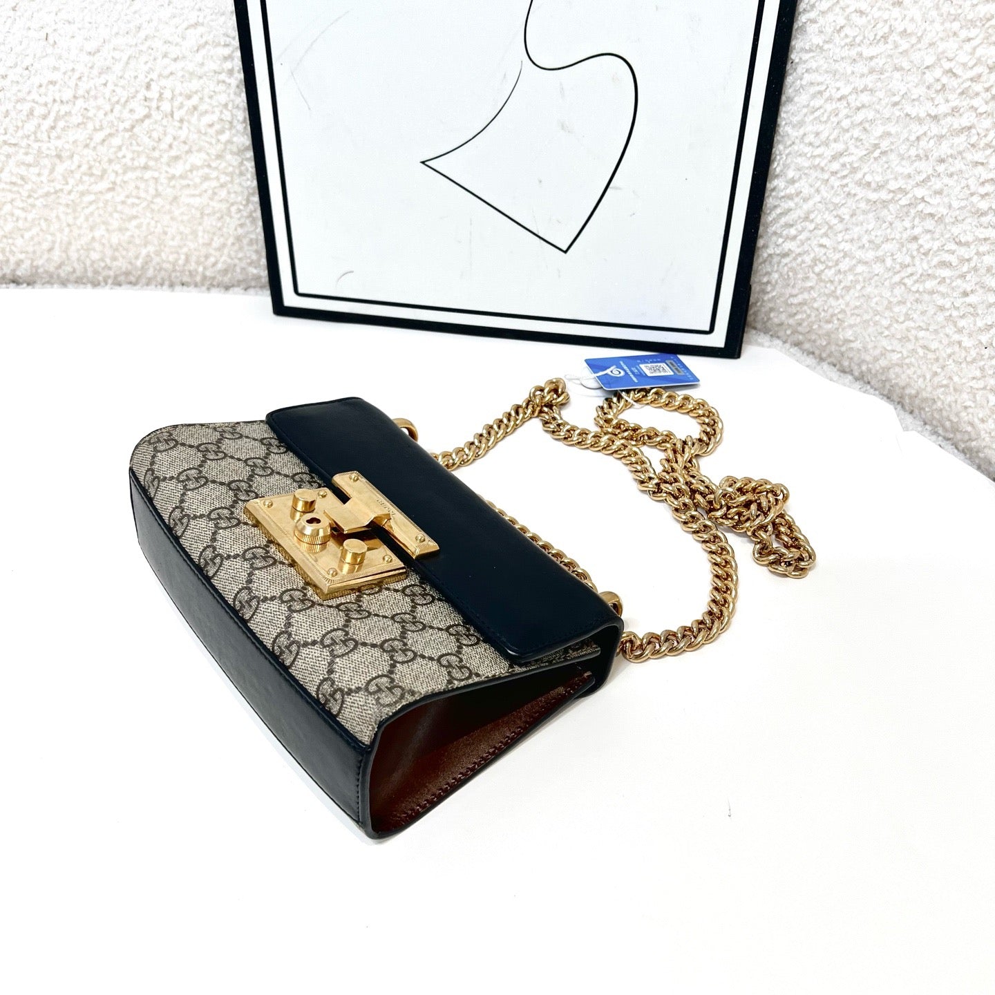 Gucci Padlock Small GG Supreme Canvas & Black Leather Crossbody Bag