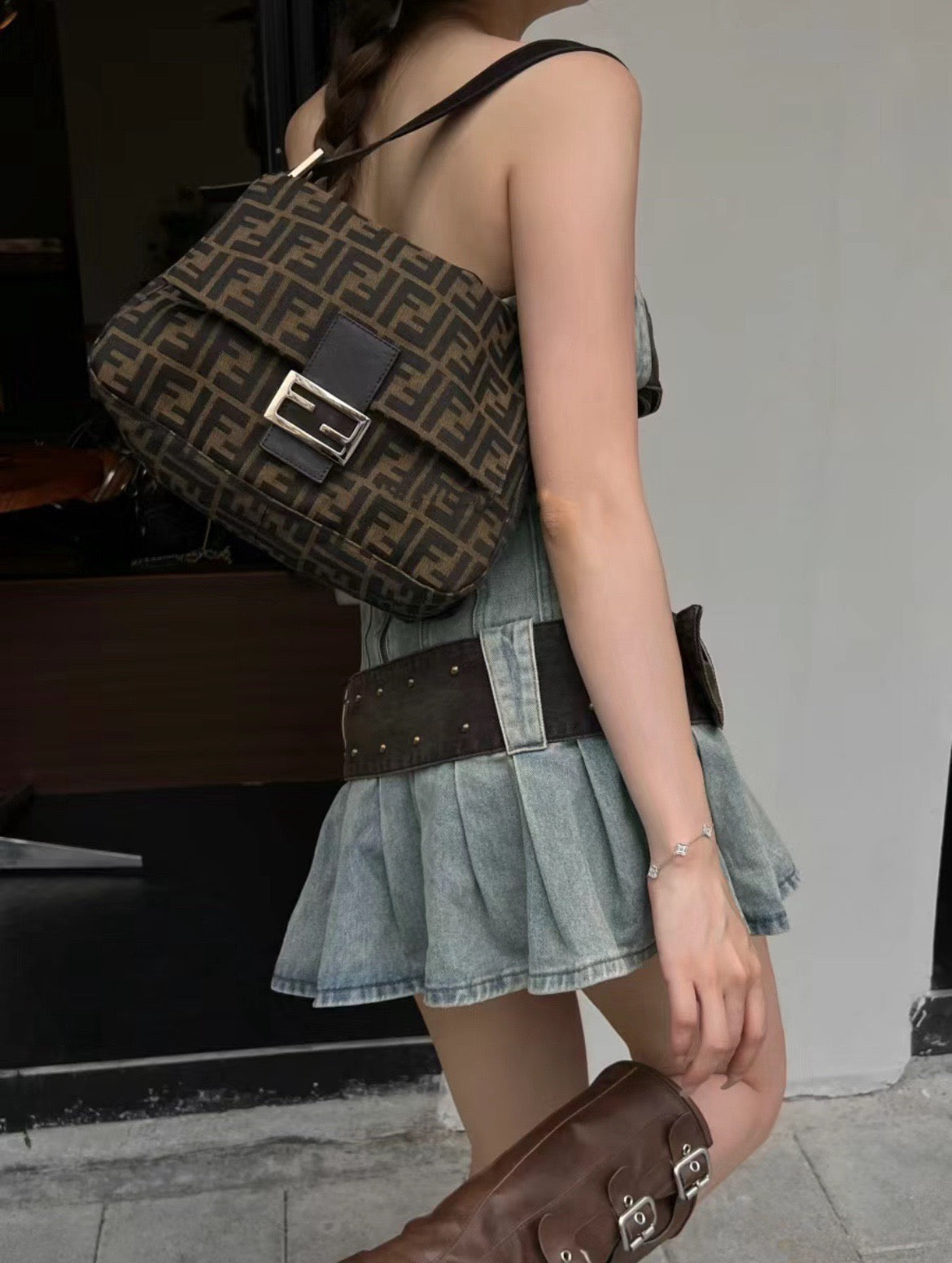 Fendi Brown Zucca Baguette