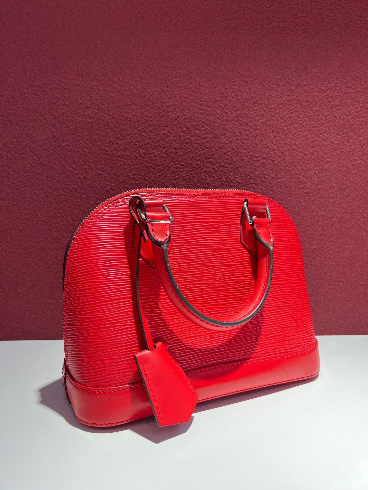 Louis Vuitton Alma BB Red Epi Leather Crossbody Handbag