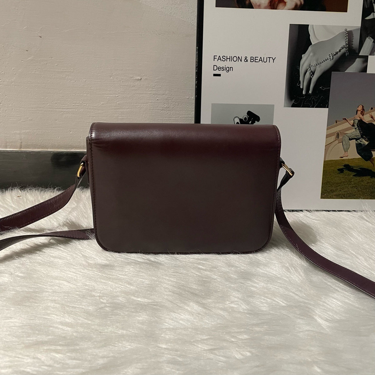 Celine Triomphe Medium Burgundy Gold‑Tone Hardware