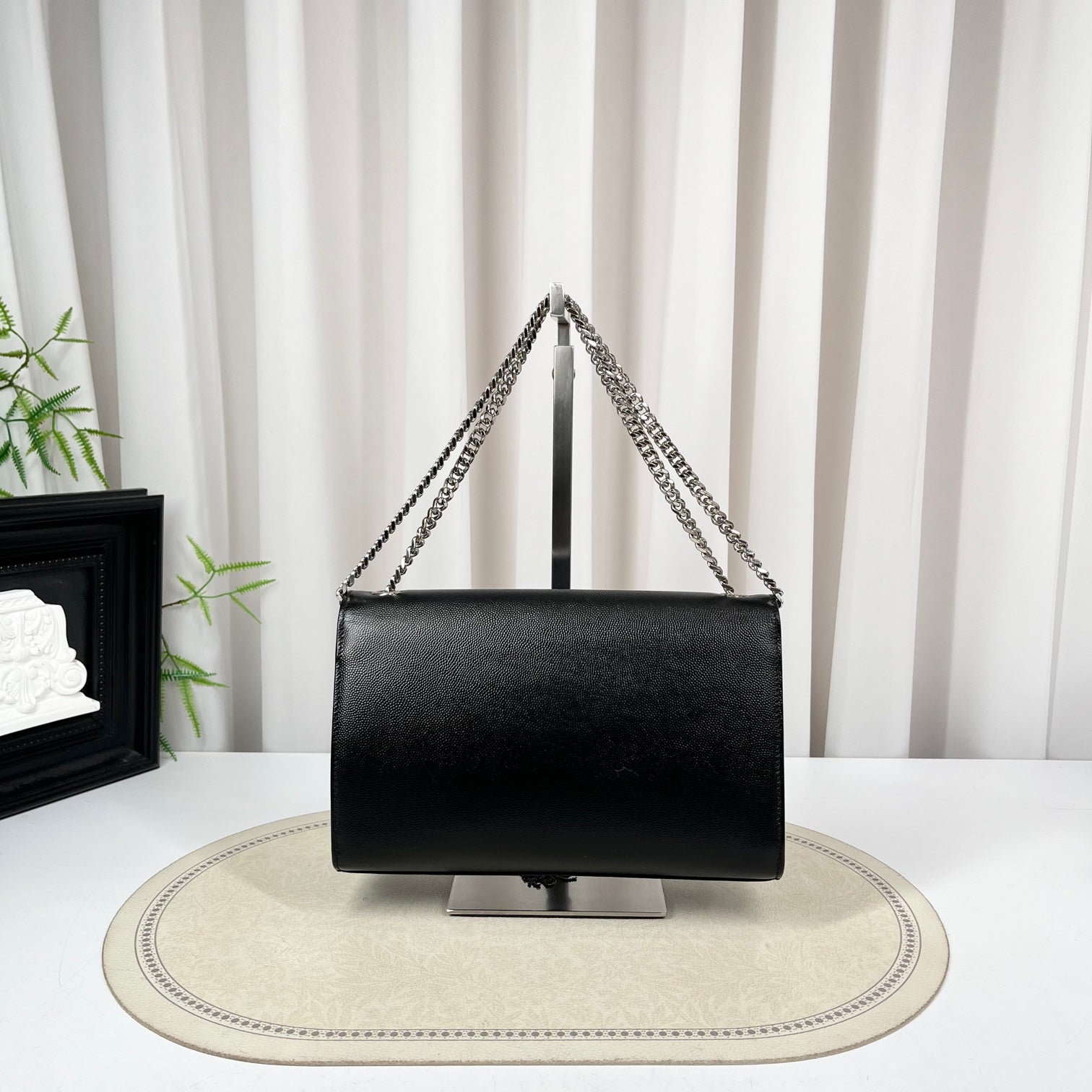 Saint Laurent Fringe Kate Chain Shoulder Bag Black Calfskin